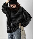 【ラジュール/Lajour】のワッフルルーズTシャツ 人気、トレンドファッション・服の通販 founy(ファニー) ファッション Fashion レディースファッション Fashion for Women トップス・カットソー Cut & Sew Tops シャツ・ブラウス・オフィスカジュアル Elegant Blouses & Button-Ups ロングTシャツ・Tシャツ Longline T-Shirts & Tees おすすめ Recommended / Our Picks フェミニン Feminine, Girly ボーダー Border, Stripe ルーズ Loose, Oversized ワッフル Waffle, Waffle Knit 定番 Standard, Basic Item thumbnail 長袖ブラック×グレー|ID: prp329100004759108 ipo3291000000034435228