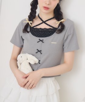【レトロガール/RETRO GIRL】の前リボンキャミドッキングCT 人気、トレンドファッション・服の通販 founy(ファニー) ファッション Fashion レディースファッション Fashion for Women アウター Coat / Outerwear Collection トップス・カットソー Cut & Sew Tops キャミソール&ノースリーブ Camisoles & Sleeveless Tops おすすめ Recommended / Our Picks インナー Innerwear カットソー Cut and Sewn Top ガーリー Girly, Feminine Style ドッキング Docking, Mixed Material ドット Polka Dot, Dot Pattern フロント Front, Front Design ボトム Bottoms, Lower Wear リボン Ribbon, Bow レース Lace, Lace Fabric |ID:prp329100004759178