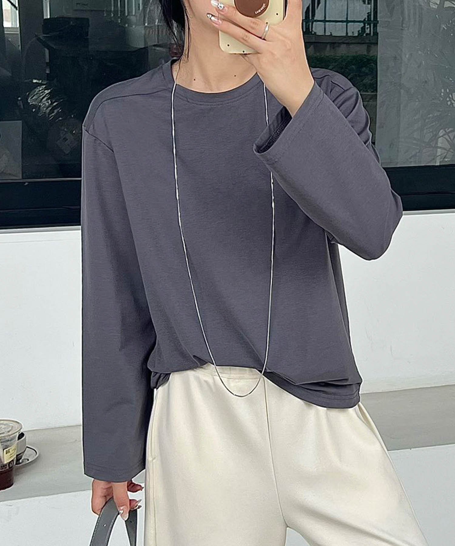 【その他のブランド/Other】の【DECADE CLASSIC】ベーシックロングスリーブTシャツ インテリア・キッズ・メンズ・レディースファッション・服の通販 founy(ファニー) ファッション Fashion レディースファッション Fashion for Women トップス・カットソー Cut & Sew Tops シャツ・ブラウス・オフィスカジュアル Elegant Blouses & Button-Ups ロングTシャツ・Tシャツ Longline T-Shirts & Tees シンプル Simple, Minimal ジャケット Jacket, Outerwear ジーンズ Jeans, Denim Pants スタンダード Standard, Basic ストレッチ Stretch, Stretchy Fabric スラックス Slacks, Dress Pants スリーブ Sleeve, Long Sleeve / Short Sleeve フィット Fit, Slim Fit マキシ Maxi, Full Length ラウンド Round, Round Neck ロング Long, Long-Length グレー|ID: prp329100004759180 ipo3291000000034435936