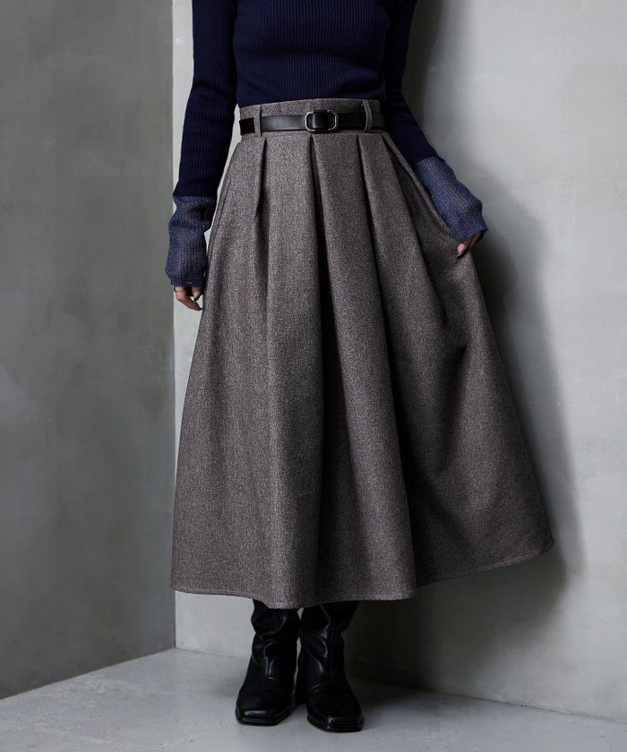 【ビーフラット/bflat】のヘザーツイルタックスカート インテリア・キッズ・メンズ・レディースファッション・服の通販 founy(ファニー) https://founy.com/ ファッション Fashion レディースファッション Fashion for Women スカート Skirts クラシカル Classical, Vintage-Inspired セットアップ Set-Up, Coordinated Outfit ツイル Twist, Twisted Detail トレンド Trend, Trending Now フレア Flare, Flared ポケット Pocket, Pocket Detail |ID: prp329100004759231 ipo3291000000034598012