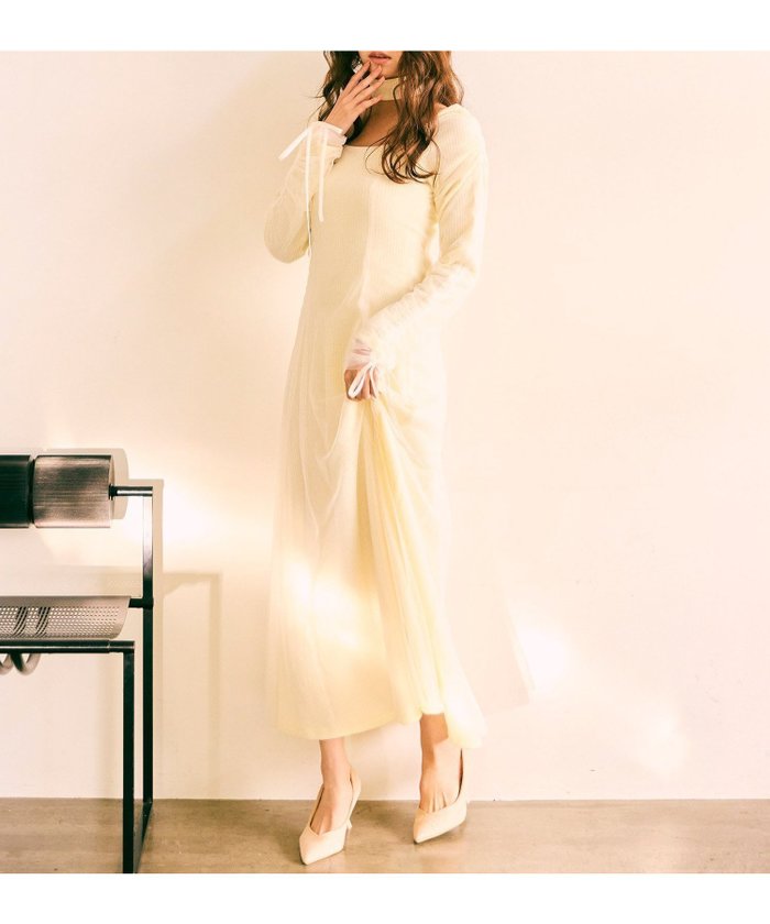 【ロイヤルパーティー/ROYAL PARTY】のチョーカー付レイヤードチュールニットソーワンピース インテリア・キッズ・メンズ・レディースファッション・服の通販 founy(ファニー) https://founy.com/ ファッション Fashion レディースファッション Fashion for Women ワンピース Dresses ギャザー Gathered, Ruffled スリーブ Sleeve, Long Sleeve / Short Sleeve チュール Tulip, Tulip Motif チョーカー Tulle, Mesh Fabric ドローストリング Drawstring, Pull Cord フレア Flare, Flared |ID: prp329100004759289 ipo3291000000034589251