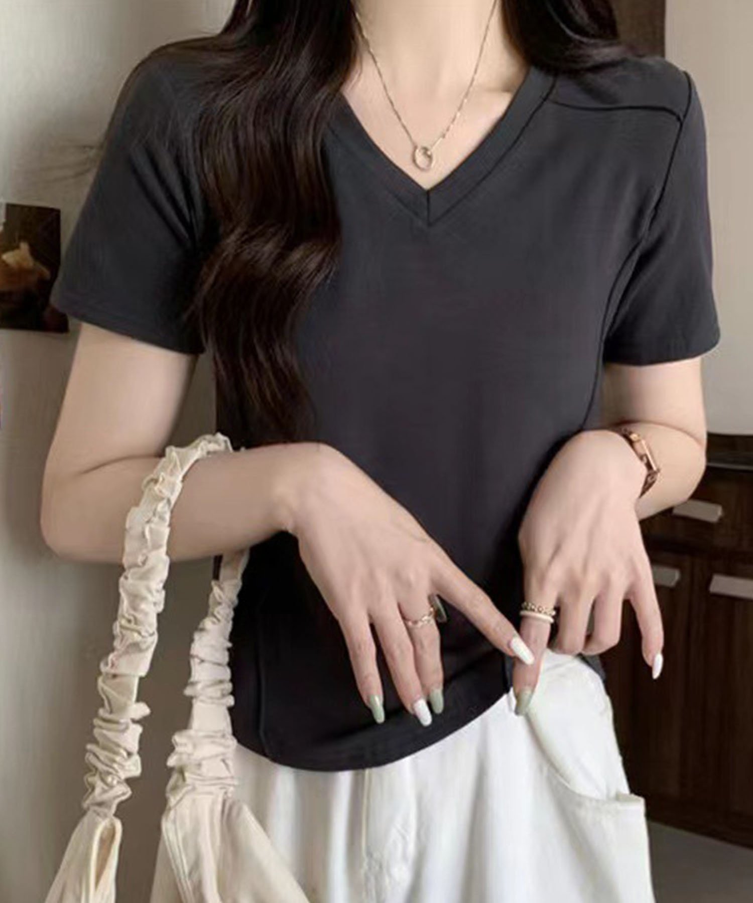 【アミュレット/Amulet】の【Amulet】プレス加工デザインTシャツ インテリア・キッズ・メンズ・レディースファッション・服の通販 founy(ファニー) 　ファッション　Fashion　レディースファッション　Fashion for Women　トップス・カットソー　Cut & Sew Tops　シャツ・ブラウス・オフィスカジュアル　Elegant Blouses & Button-Ups　ロングTシャツ・Tシャツ　Longline T-Shirts & Tees　シンプル　Simple, Minimal　ダークグレー|ID: prp329100004759317 ipo3291000000034437212