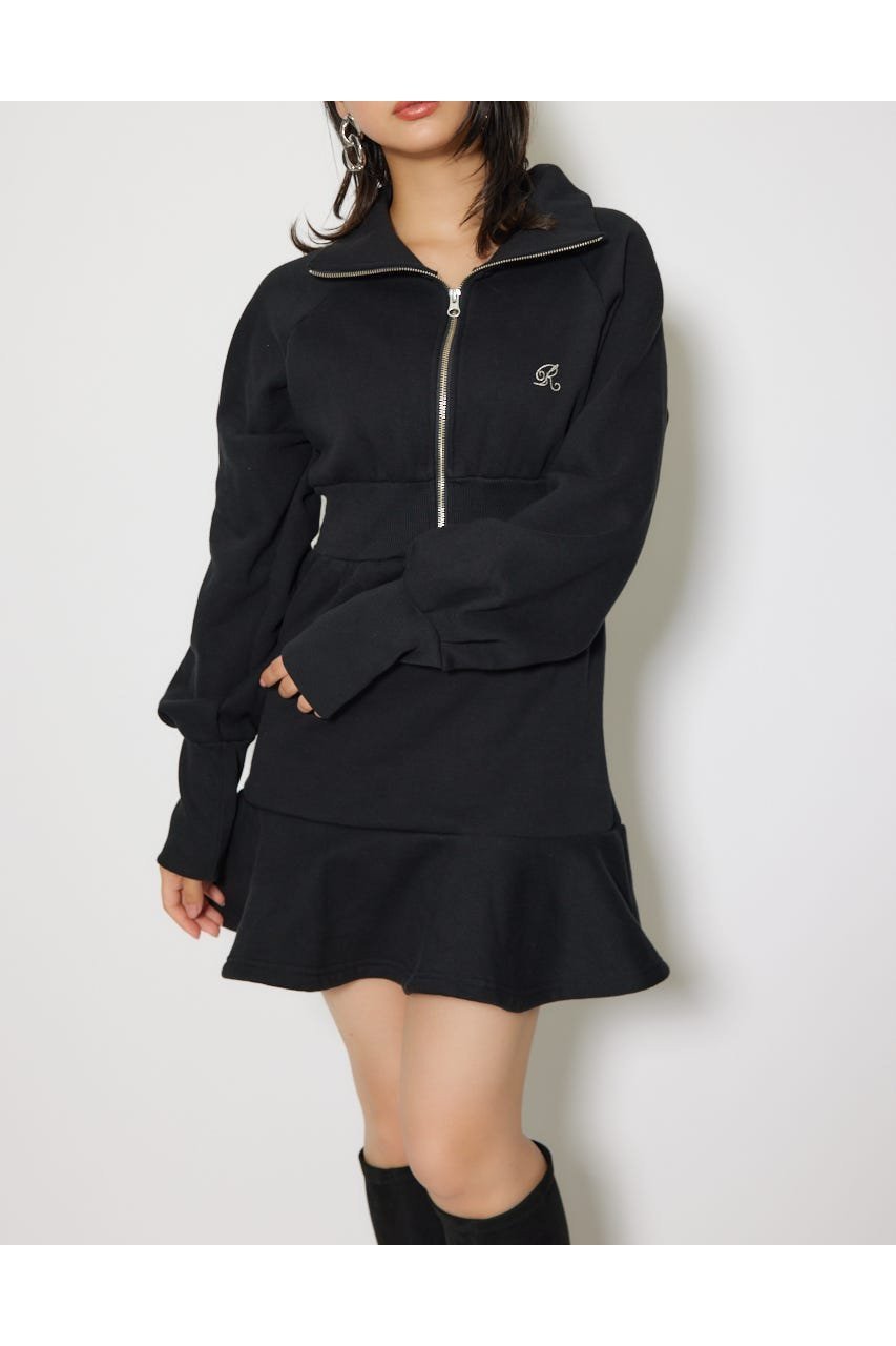 【リエンダ/rienda】のティアードペプラムワンピース インテリア・キッズ・メンズ・レディースファッション・服の通販 founy(ファニー) 　ファッション　Fashion　レディースファッション　Fashion for Women　ワンピース　Dresses　シェイプ　Shape, Slim Fit　スウェット / スエット　Sweatshirt, Sweatwear　ダウン　Down, Puffer　ペプラム　Peplum, Flared Hem　防寒　Cold Protection, Winter-Ready　リラックス　Relax, Relaxed Fit　ロング　Long, Long-Length　再入荷　Restock / Back in Stock　BLK|ID: prp329100004759329 ipo3291000000034551009