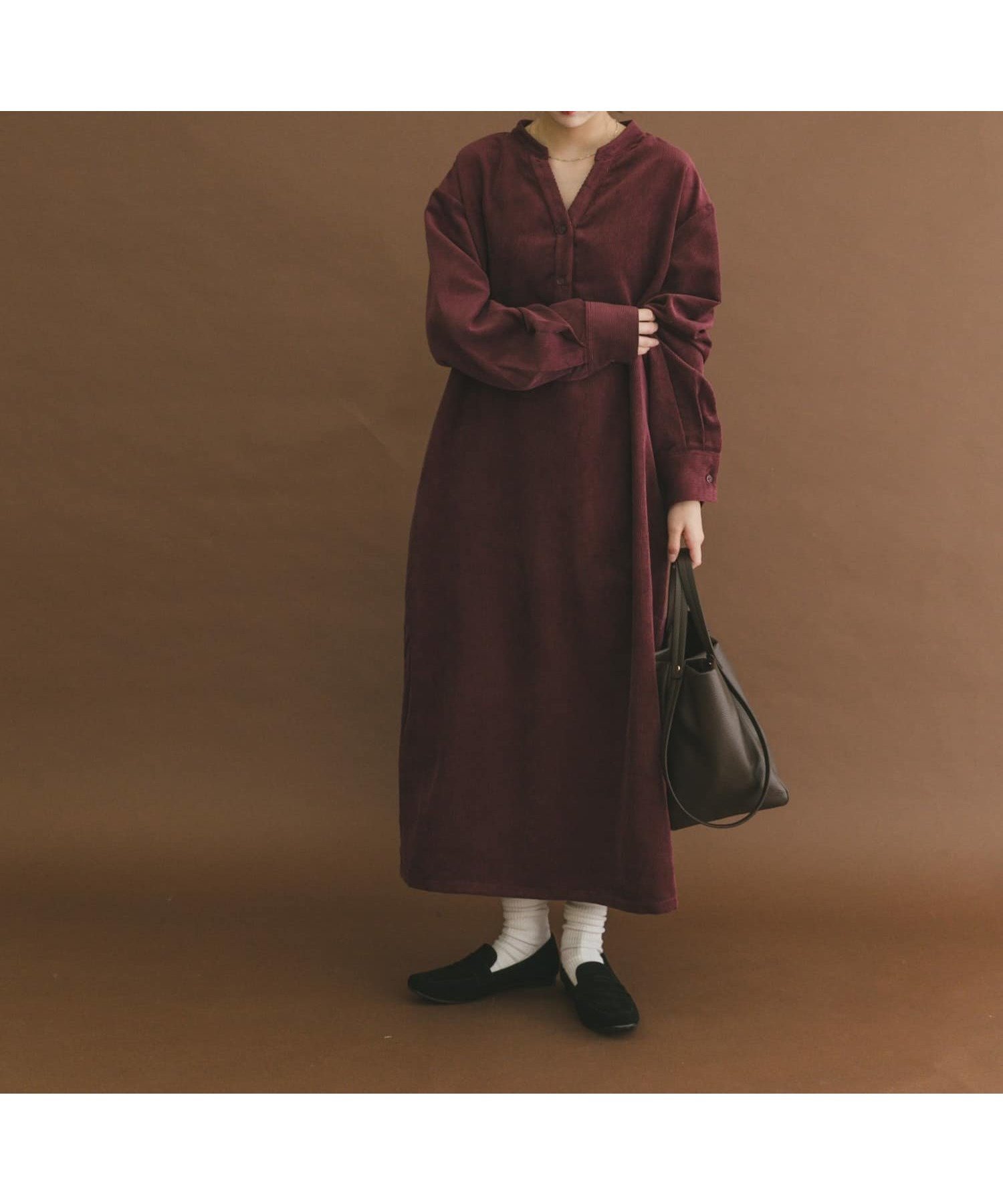 【アイテムズアーバンリサーチ/ITEMS URBAN RESEARCH】のライトコーデュロイスキッパーワンピース インテリア・キッズ・メンズ・レディースファッション・服の通販 founy(ファニー) ファッション Fashion レディースファッション Fashion for Women ワンピース Dresses 2025年 2025 2025-2026秋冬・A/W Autumn/Winter 2025–26 AW25–26 冬 Winter / This Winter コーデュロイ Corduroy, Cord Fabric スキッパー Skipper, Open Collar A/W・秋冬 Autumn/Winter バーガンディー|ID: prp329100004759332 ipo3291000000034861569