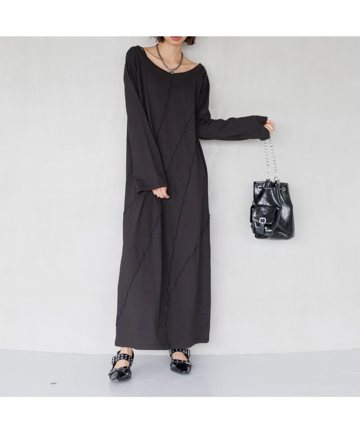 【ページボーイ/PAGEBOY】の【3サイズ展開】サンドヴィンテージキリカエワンピース(長袖)【WEB先行 】 インテリア・キッズ・メンズ・レディースファッション・服の通販 founy(ファニー) 　ファッション　Fashion　レディースファッション　Fashion for Women　ワンピース　Dresses　アシンメトリー　Asymmetrical Style　インナー　Innerwear　キャップ　Cap, Baseball Cap　ジャケット　Jacket, Outerwear　スニーカー　Sneakers, Trainers　ベスト　Vest, Waistcoat　ボトム　Bottoms, Lower Wear　リラックス　Relax, Relaxed Fit　ロング　Long, Long-Length　ヴィンテージ　Vintage Style　夏　Summer　長袖　Long Sleeve, Full Sleeve　ブラック09|ID: prp329100004759364 ipo3291000000034437709