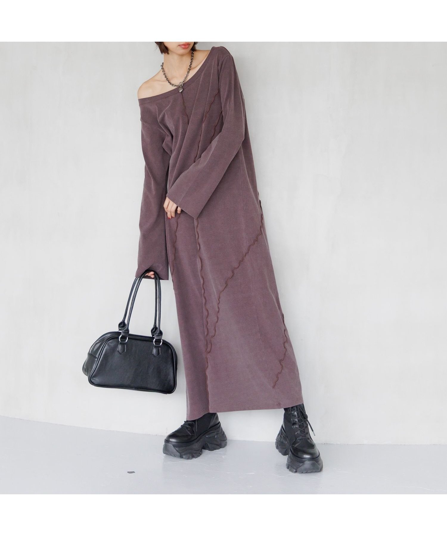 【ページボーイ/PAGEBOY】の【3サイズ展開】サンドヴィンテージキリカエワンピース(長袖)【WEB先行 】 インテリア・キッズ・メンズ・レディースファッション・服の通販 founy(ファニー) 　ファッション　Fashion　レディースファッション　Fashion for Women　ワンピース　Dresses　アシンメトリー　Asymmetrical Style　インナー　Innerwear　キャップ　Cap, Baseball Cap　ジャケット　Jacket, Outerwear　スニーカー　Sneakers, Trainers　ベスト　Vest, Waistcoat　ボトム　Bottoms, Lower Wear　リラックス　Relax, Relaxed Fit　ロング　Long, Long-Length　ヴィンテージ　Vintage Style　夏　Summer　長袖　Long Sleeve, Full Sleeve　ダークブラウン58|ID: prp329100004759364 ipo3291000000034437711