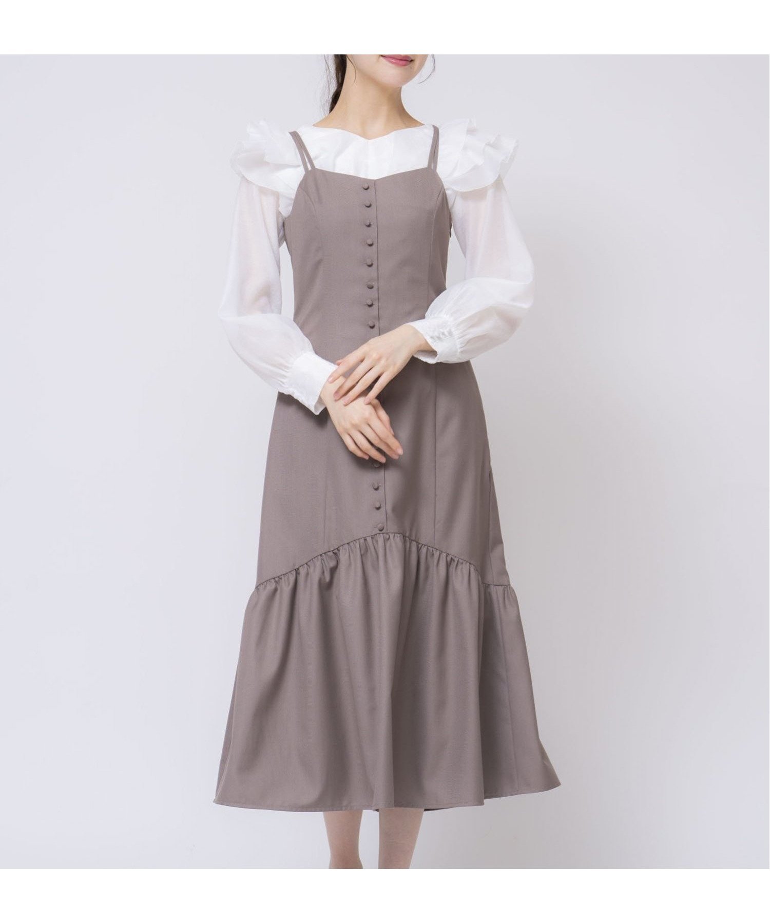 【ノエラ/Noela】のメニーボタンキャミワンピ インテリア・キッズ・メンズ・レディースファッション・服の通販 founy(ファニー) 　ファッション　Fashion　レディースファッション　Fashion for Women　ワンピース　Dresses　キャミソールワンピース　Camisole Dresses　おすすめ　Recommended / Our Picks　トレンド　Trend, Trending Now　フロント　Front, Front Design　ベーシック　Basic, Essential　ポケット　Pocket, Pocket Detail　切替　Switching, Contrast Panel　モカ|ID: prp329100004759380 ipo3291000000034438002