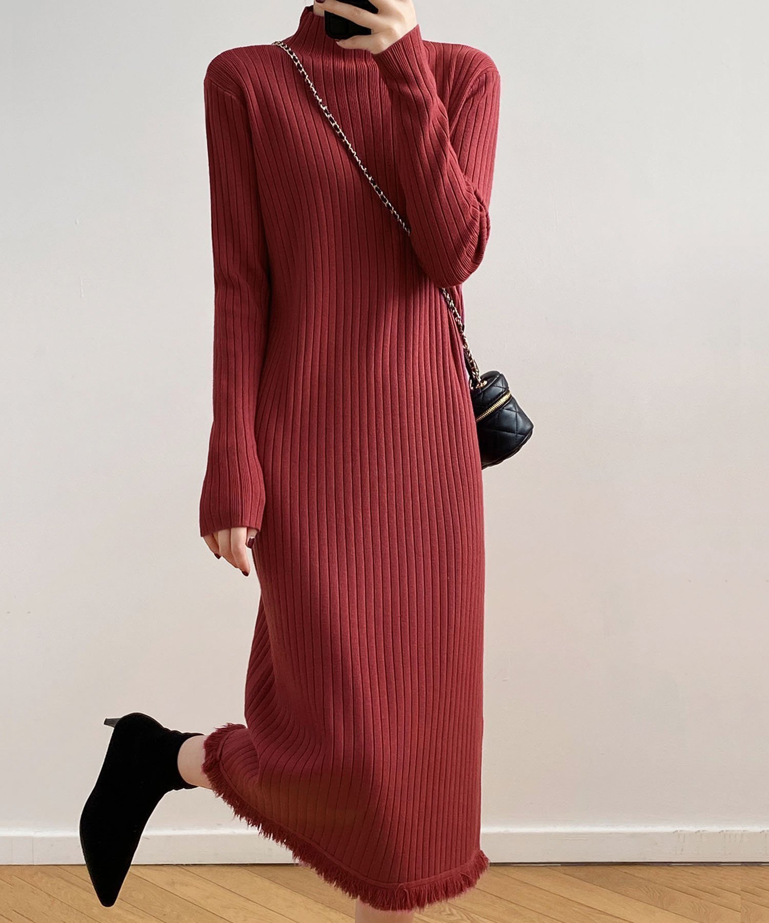 【アミュレット/Amulet】の【Amulet】フリンジニットワンピース インテリア・キッズ・メンズ・レディースファッション・服の通販 founy(ファニー) 　ファッション　Fashion　レディースファッション　Fashion for Women　ワンピース　Dresses　ニットワンピース　Knit Dresses　フリンジ　Fringe, Tassel　エレガント 上品　Elegant　防寒　Cold Protection, Winter-Ready　ピンク|ID: prp329100004759381 ipo3291000000034438020