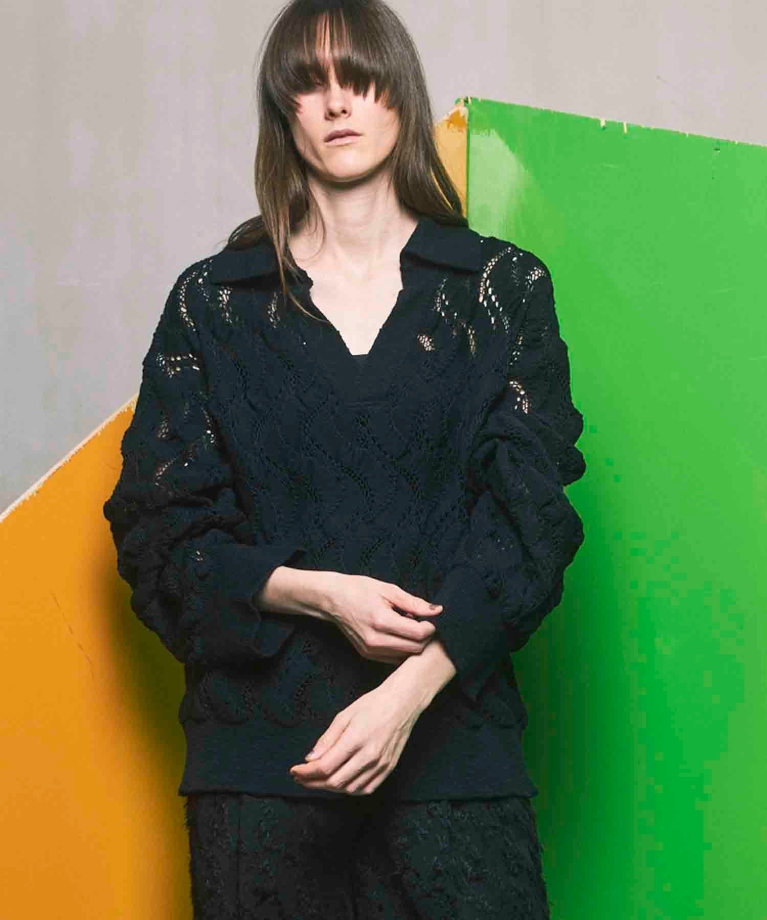 【メゾンスペシャル/MAISON SPECIAL】のPrime-Over Zigzag Sheer Skipper Knit Pullover インテリア・キッズ・メンズ・レディースファッション・服の通販 founy(ファニー) 　ファッション　Fashion　レディースファッション　Fashion for Women　トップス・カットソー　Cut & Sew Tops　ニット　Knit Tops & Sweaters　カジュアルプルオーバー・ニットトップス　Pullovers & Knit Tops / Casual Pullovers　アクリル　Acrylic Material　インナー　Innerwear　ショルダー　Shoulder, Shoulder Strap　スキッパー　Skipper, Open Collar　ドロップ　Drop Shoulder, Dropped Style　BLK|ID: prp329100004759400 ipo3291000000034438224