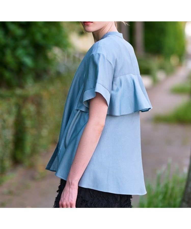 【ドレステリア/DRESSTERIOR】の【洗える/コットン100%】バックフレアティアードブラウス インテリア・キッズ・メンズ・レディースファッション・服の通販 founy(ファニー) 　ファッション　Fashion　レディースファッション　Fashion for Women　トップス・カットソー　Cut & Sew Tops　シャツ・ブラウス・オフィスカジュアル　Elegant Blouses & Button-Ups　バッグ　Bags　洗える　Machine Washable　クラシカル　Classical, Vintage-Inspired　サテン　Satin, Glossy Fabric　スマート　Smart, Elegant　なめらか　Smooth, Silky Texture　バランス　Balance, Style Balance　フレア　Flare, Flared　ボトム　Bottoms, Lower Wear　ラグジュアリー　Luxury, Elegant　おすすめ　Recommended / Our Picks　エレガント 上品　Elegant　ブルー|ID: prp329100004759401 ipo3291000000034438241