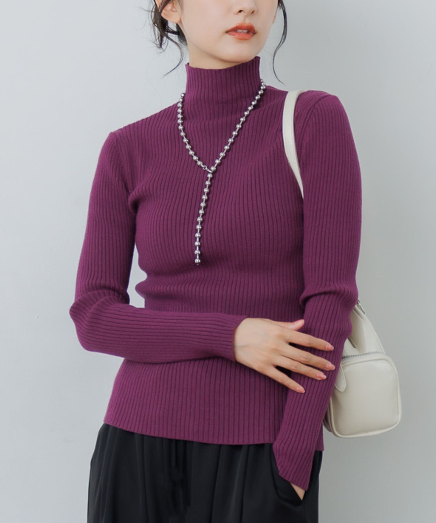 【レトロガール/RETRO GIRL】の【WEB限定カラー追加】リブハイネックニット インテリア・キッズ・メンズ・レディースファッション・服の通販 founy(ファニー) 　ファッション　Fashion　レディースファッション　Fashion for Women　トップス・カットソー　Cut & Sew Tops　ニット　Knit Tops & Sweaters　おすすめ　Recommended / Our Picks　インナー　Innerwear　カラフル　Colorful Design　シンプル　Simple, Minimal　タートルネック　Turtleneck, High Neck　トレンド　Trend, Trending Now　ハイネック　High Neck, Mock Neck　プチプライス・低価格　Affordable / Budget Price　ベーシック　Basic, Essential　ボトム　Bottoms, Lower Wear　マフラー　Scarf, Muffler　リブニット　Rib Knit, Ribbed Knit　冬　Winter / This Winter　定番　Standard, Basic Item　パープル|ID: prp329100004759406 ipo3291000000034438315