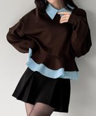 【ジュノア/JUNOAH】のフリルレイヤードスウェット ブラウン|ID: prp329100004759478 ipo3291000000034482888