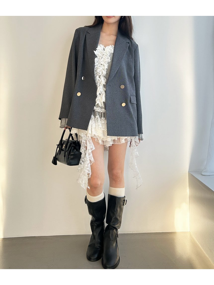 【スナイデル/SNIDEL】のティアードフリルカットソープルオーバー インテリア・キッズ・メンズ・レディースファッション・服の通販 founy(ファニー) 　ファッション　Fashion　レディースファッション　Fashion for Women　トップス・カットソー　Cut & Sew Tops　カジュアルプルオーバー・ニットトップス　Pullovers & Knit Tops / Casual Pullovers　カットソー・ベーシックTシャツ　Cut-and-Sewn Tops / Stretch Tees & Basics　ウェーブ　Wavy Pattern　エレガント 上品　Elegant　カットソー　Cut and Sewn Top　ストレッチ　Stretch, Stretchy Fabric　スマート　Smart, Elegant　デコルテ　Décolleté, Neckline　デニム　Denim, Jeans Material　トレンド　Trend, Trending Now　フィット　Fit, Slim Fit　フェミニン　Feminine, Girly　フリル　Frill, Ruffle　フロント　Front, Front Design　レース　Lace, Lace Fabric　おすすめ　Recommended / Our Picks　GRY[006]|ID: prp329100004759491 ipo3291000000035236721