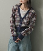 【センスオブプレイス/SENSE OF PLACE by URBAN RESEARCH】のモヘアチェッククロップドカーディガン NVY×ORG|ID: prp329100004759529 ipo3291000000034439248