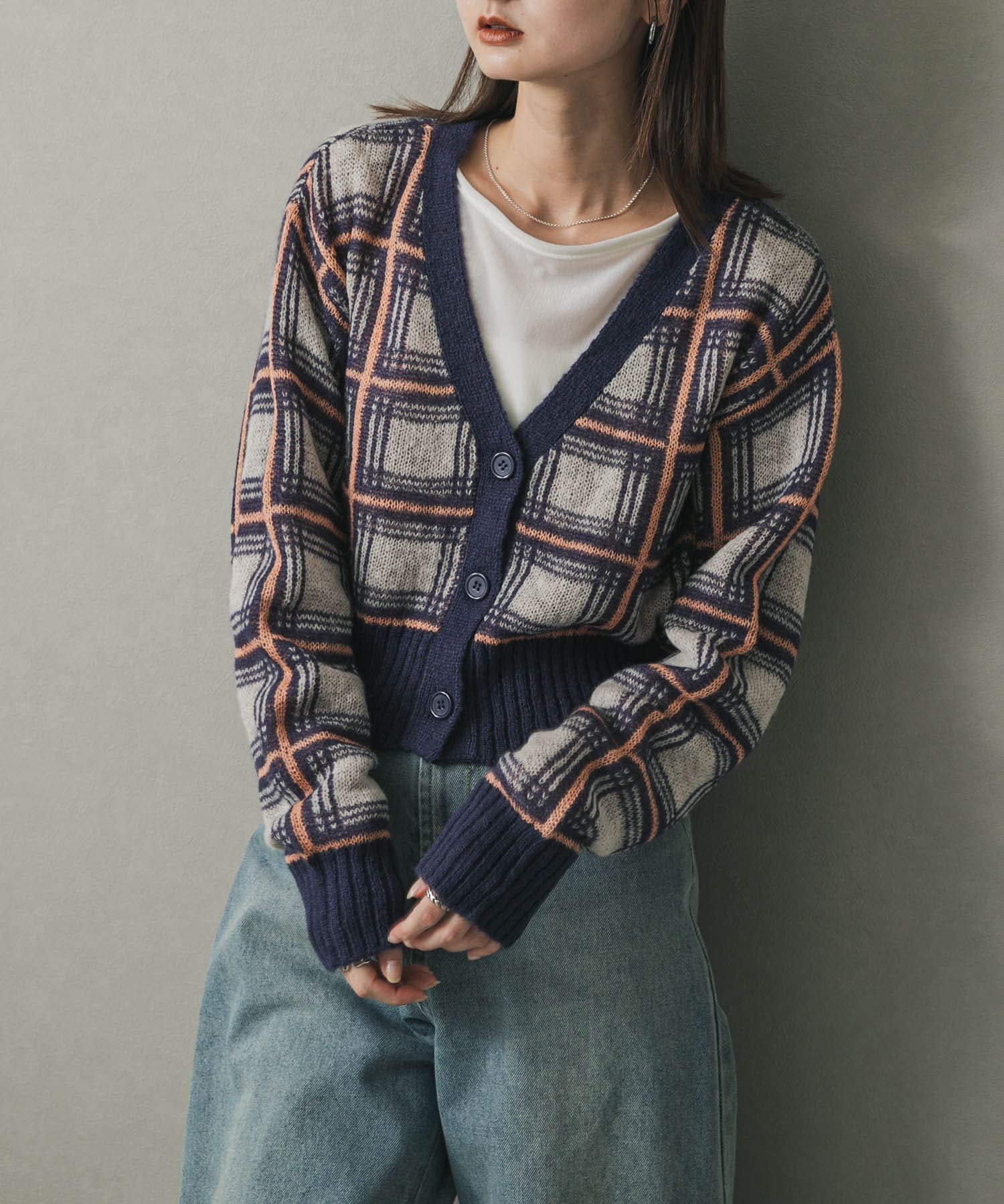 【センスオブプレイス/SENSE OF PLACE by URBAN RESEARCH】のモヘアチェッククロップドカーディガン インテリア・キッズ・メンズ・レディースファッション・服の通販 founy(ファニー)  ファッション Fashion レディースファッション Fashion for Women トップス・カットソー Cut & Sew Tops カーディガン・羽織り Layered Style Cardigans 2025年 2025 2025-2026秋冬・A/W Autumn/Winter 2025–26 AW25–26 冬 Winter / This Winter カーディガン Cardigan, Knitwear クロップド Cropped, Short Length チェック Check, Plaid, Tartan A/W・秋冬 Autumn/Winter NVY×ORG|ID: prp329100004759529 ipo3291000000034439248