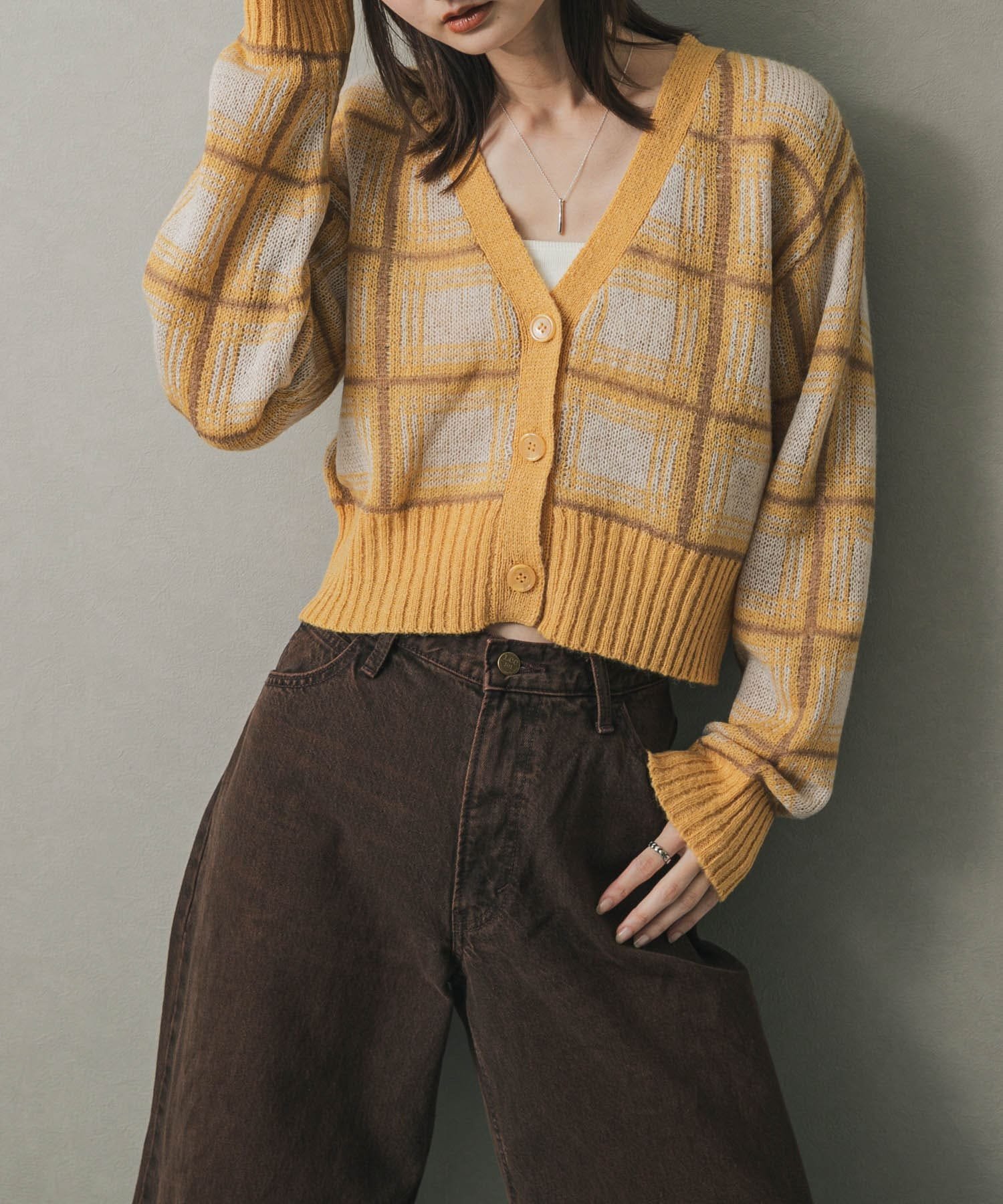 【センスオブプレイス/SENSE OF PLACE by URBAN RESEARCH】のモヘアチェッククロップドカーディガン インテリア・キッズ・メンズ・レディースファッション・服の通販 founy(ファニー)  ファッション Fashion レディースファッション Fashion for Women トップス・カットソー Cut & Sew Tops カーディガン・羽織り Layered Style Cardigans 2025年 2025 2025-2026秋冬・A/W Autumn/Winter 2025–26 AW25–26 冬 Winter / This Winter カーディガン Cardigan, Knitwear クロップド Cropped, Short Length チェック Check, Plaid, Tartan A/W・秋冬 Autumn/Winter YEL×MOC|ID: prp329100004759529 ipo3291000000034439250