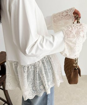 【フレディ&グロスター/FREDY&GLOSTER】のレースドッキングロンTシャツ 人気、トレンドファッション・服の通販 founy(ファニー) ファッション Fashion レディースファッション Fashion for Women トップス・カットソー Cut & Sew Tops シャツ・ブラウス・オフィスカジュアル Elegant Blouses & Button-Ups ロングTシャツ・Tシャツ Longline T-Shirts & Tees カットソー Cut and Sewn Top スウェット / スエット Sweatshirt, Sweatwear タイトスカート Pencil Skirt, Tight Skirt デニム Denim, Jeans Material ドッキング Docking, Mixed Material フェミニン Feminine, Girly レース Lace, Lace Fabric ワイド Wide, Wide Fit おすすめ Recommended / Our Picks 2025年 2025 2025-2026秋冬・A/W Autumn/Winter 2025–26 AW25–26 |ID:prp329100004759533