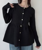 【ジュノア/JUNOAH】のMeiru ペプラムニットカーディガン ブラック|ID: prp329100004759671 ipo3291000000034619121