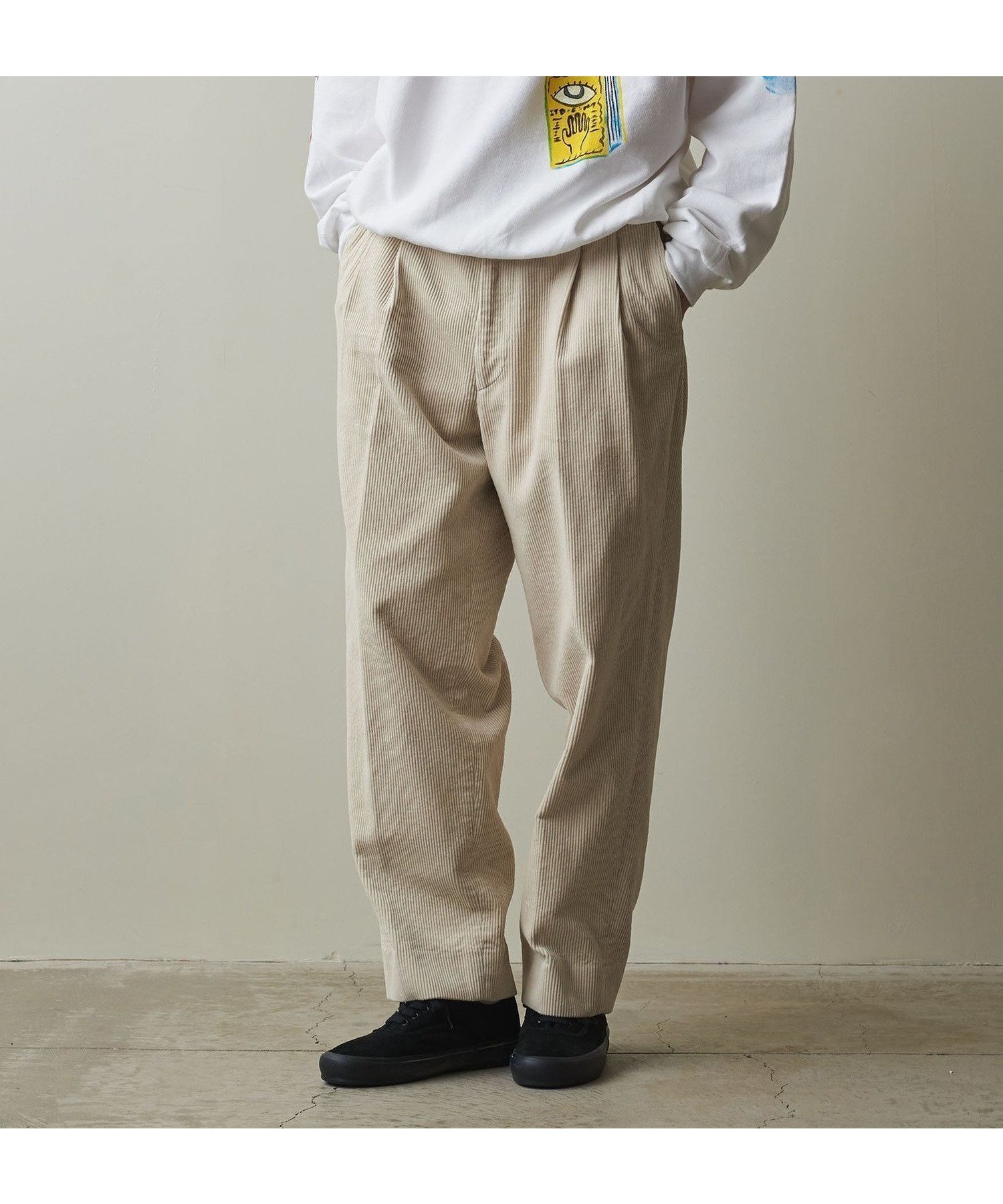 【ユナイテッドアローズ/UNITED ARROWS / MEN】のSteven Alan 8W ヘビーウェイト コーデュロイ ツープリーツ スラックス -BOLD インテリア・キッズ・メンズ・レディースファッション・服の通販 founy(ファニー) 　ファッション　Fashion　メンズファッション　Fashion for Men　コーデュロイ　Corduroy, Cord Fabric　スラックス　Slacks, Dress Pants　セットアップ　Set-Up, Coordinated Outfit　テーパード　Tapered, Tapered Pants　フォルム　Silhouette, Form　アウトレット　Outlet / Clearance　おすすめ　Recommended / Our Picks　エレガント 上品　Elegant　NATURAL|ID: prp329100004759785 ipo3291000000034441368