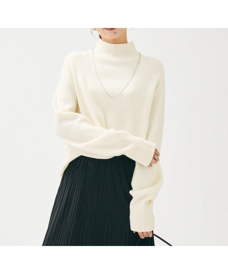 【アンタイトル/UNTITLED】の【8色展開/洗える】ウールカシミヤ ハイネックニット インテリア・キッズ・メンズ・レディースファッション・服の通販 founy(ファニー) 　ファッション　Fashion　レディースファッション　Fashion for Women　トップス・カットソー　Cut & Sew Tops　ニット　Knit Tops & Sweaters　スマート　Smart, Elegant　スリット　Slit, Slit Detail　ハイネック　High Neck, Mock Neck　バランス　Balance, Style Balance　ブラウジング　Blouson Silhouette, Cinched Waist　ミックス　Mix, Mixed Style　ロング　Long, Long-Length　ワイド　Wide, Wide Fit　人気　Popular, Best Seller　定番　Standard, Basic Item　洗える　Machine Washable　オフホワイト|ID: prp329100004759792 ipo3291000000034441433