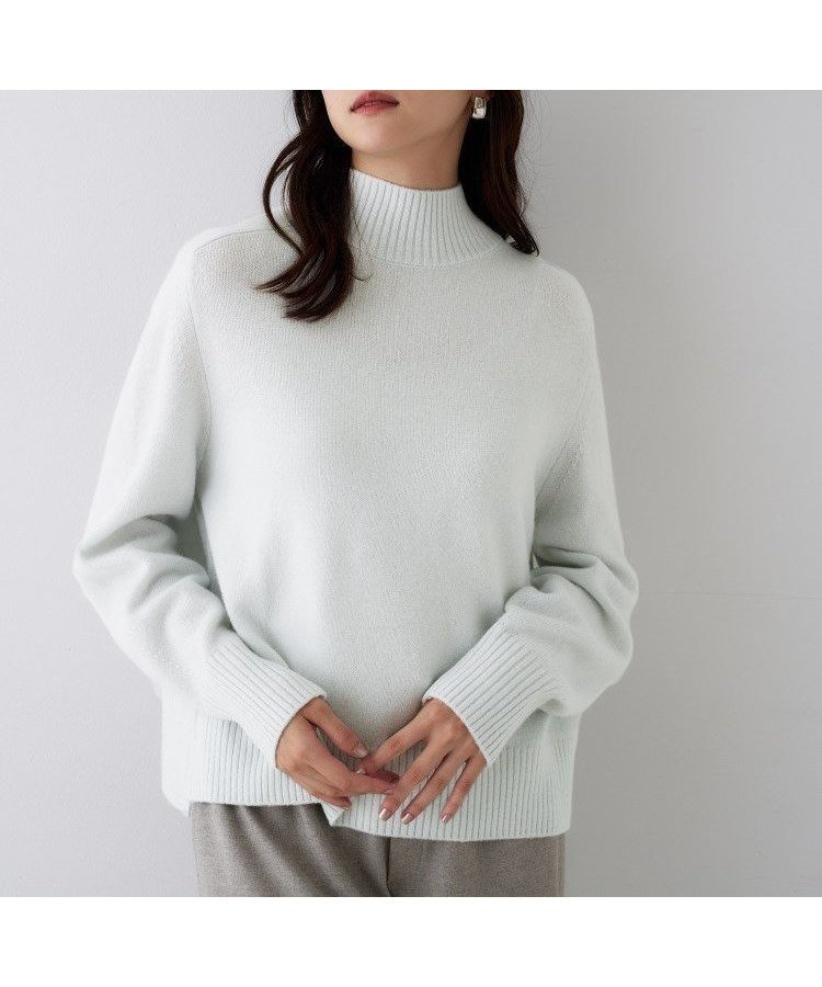 【アンタイトル/UNTITLED】の【8色展開/洗える】ウールカシミヤ ハイネックニット インテリア・キッズ・メンズ・レディースファッション・服の通販 founy(ファニー) 　ファッション　Fashion　レディースファッション　Fashion for Women　トップス・カットソー　Cut & Sew Tops　ニット　Knit Tops & Sweaters　スマート　Smart, Elegant　スリット　Slit, Slit Detail　ハイネック　High Neck, Mock Neck　バランス　Balance, Style Balance　ブラウジング　Blouson Silhouette, Cinched Waist　ミックス　Mix, Mixed Style　ロング　Long, Long-Length　ワイド　Wide, Wide Fit　人気　Popular, Best Seller　定番　Standard, Basic Item　洗える　Machine Washable　サックスブルー|ID: prp329100004759792 ipo3291000000034441441