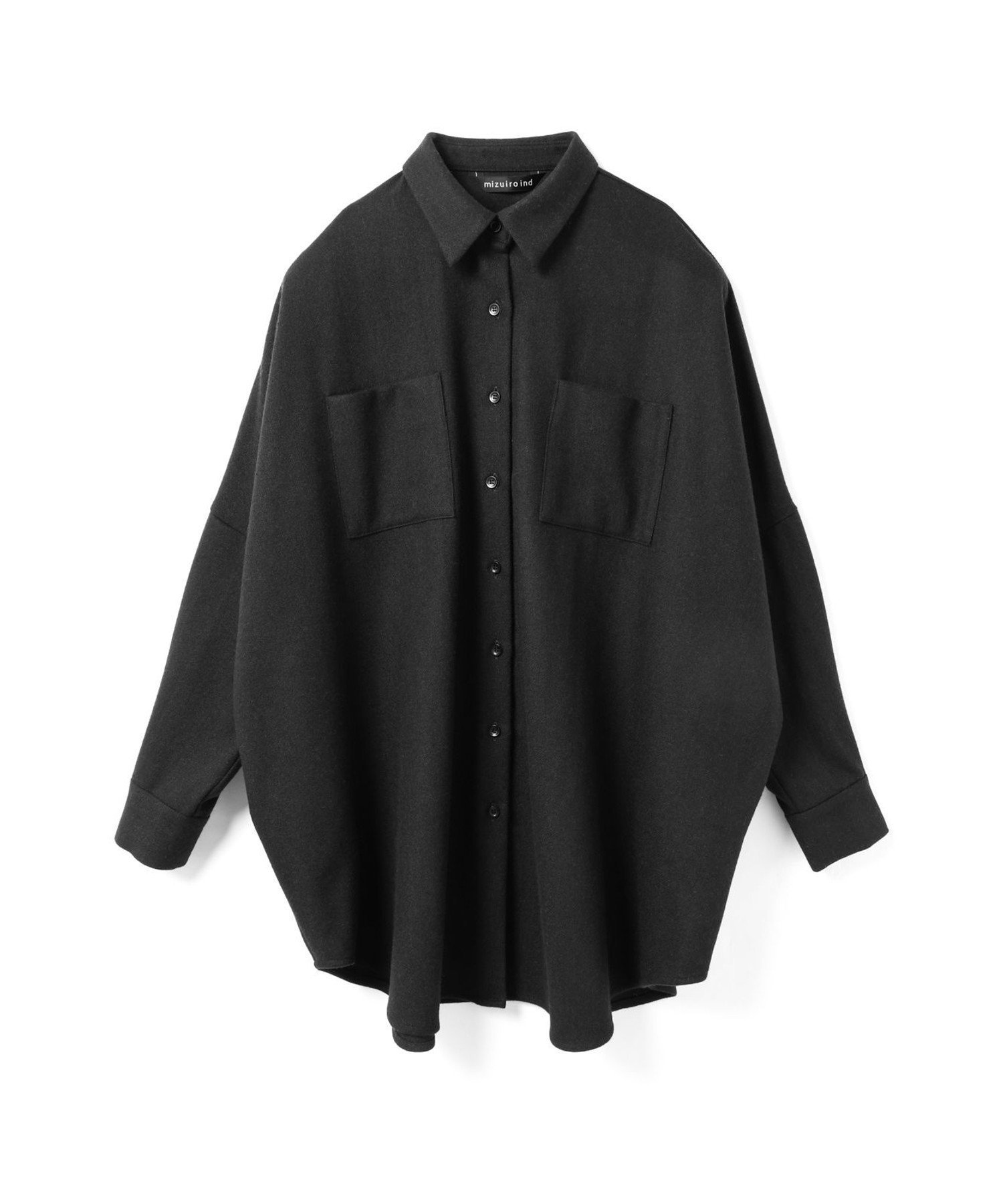 【マーコート/MARcourt】のmizuiro ind ポケット付きワイドシャツ インテリア・キッズ・メンズ・レディースファッション・服の通販 founy(ファニー) 　ファッション　Fashion　レディースファッション　Fashion for Women　トップス・カットソー　Cut & Sew Tops　シャツ・ブラウス・オフィスカジュアル　Elegant Blouses & Button-Ups　ストレッチ　Stretch, Stretchy Fabric　セットアップ　Set-Up, Coordinated Outfit　タートル　Turtleneck, Turtle Collar　フロント　Front, Front Design　ベーシック　Basic, Essential　ポケット　Pocket, Pocket Detail　レギュラー　Regular, Standard Fit　ワイド　Wide, Wide Fit　無地　Plain, Solid Color　長袖　Long Sleeve, Full Sleeve　ブラック|ID: prp329100004759807 ipo3291000000034613831