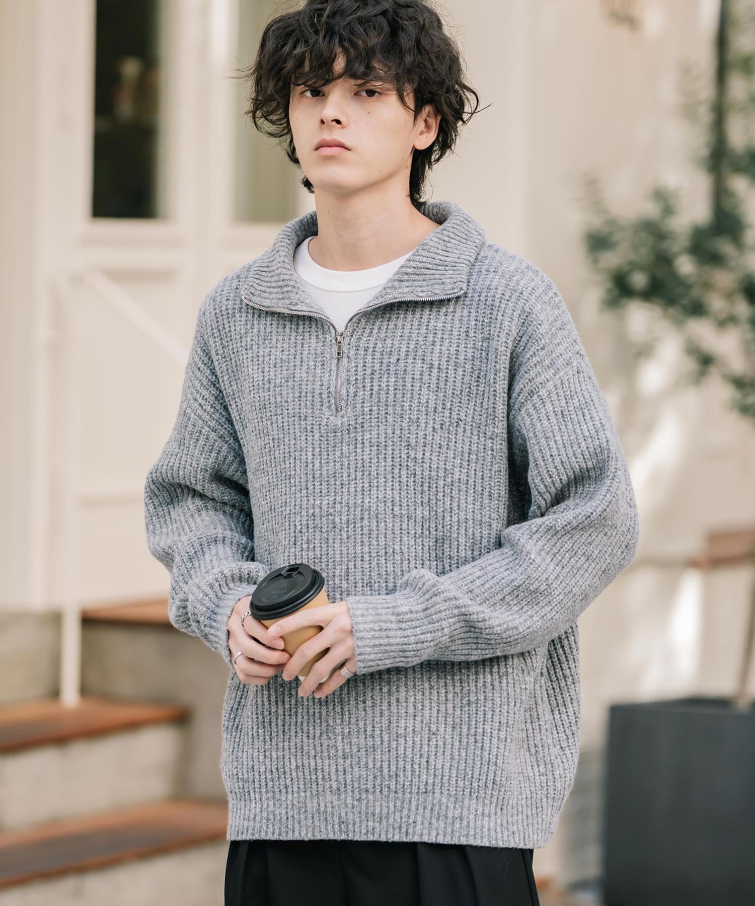 【ロッキーモンロー/Rocky Monroe】のオーバーサイズ畦編みハーフジップニットセーター インテリア・キッズ・メンズ・レディースファッション・服の通販 founy(ファニー) ファッション Fashion レディースファッション Fashion for Women トップス・カットソー Cut & Sew Tops ニット Knit Tops & Sweaters 畦編みニット・テクスチャードトップス Ribbed Knit Sweaters / Textured Knit Tops インナー Innerwear 畦 Ribbed Knit シンプル Simple, Minimal スラックス Slacks, Dress Pants デニム Denim, Jeans Material バランス Balance, Style Balance フェミニン Feminine, Girly メンズ Men's, Menswear リラックス Relax, Relaxed Fit 再入荷 Restock / Back in Stock おすすめ Recommended / Our Picks M.グレー|ID: prp329100004759920 ipo3291000000034697136