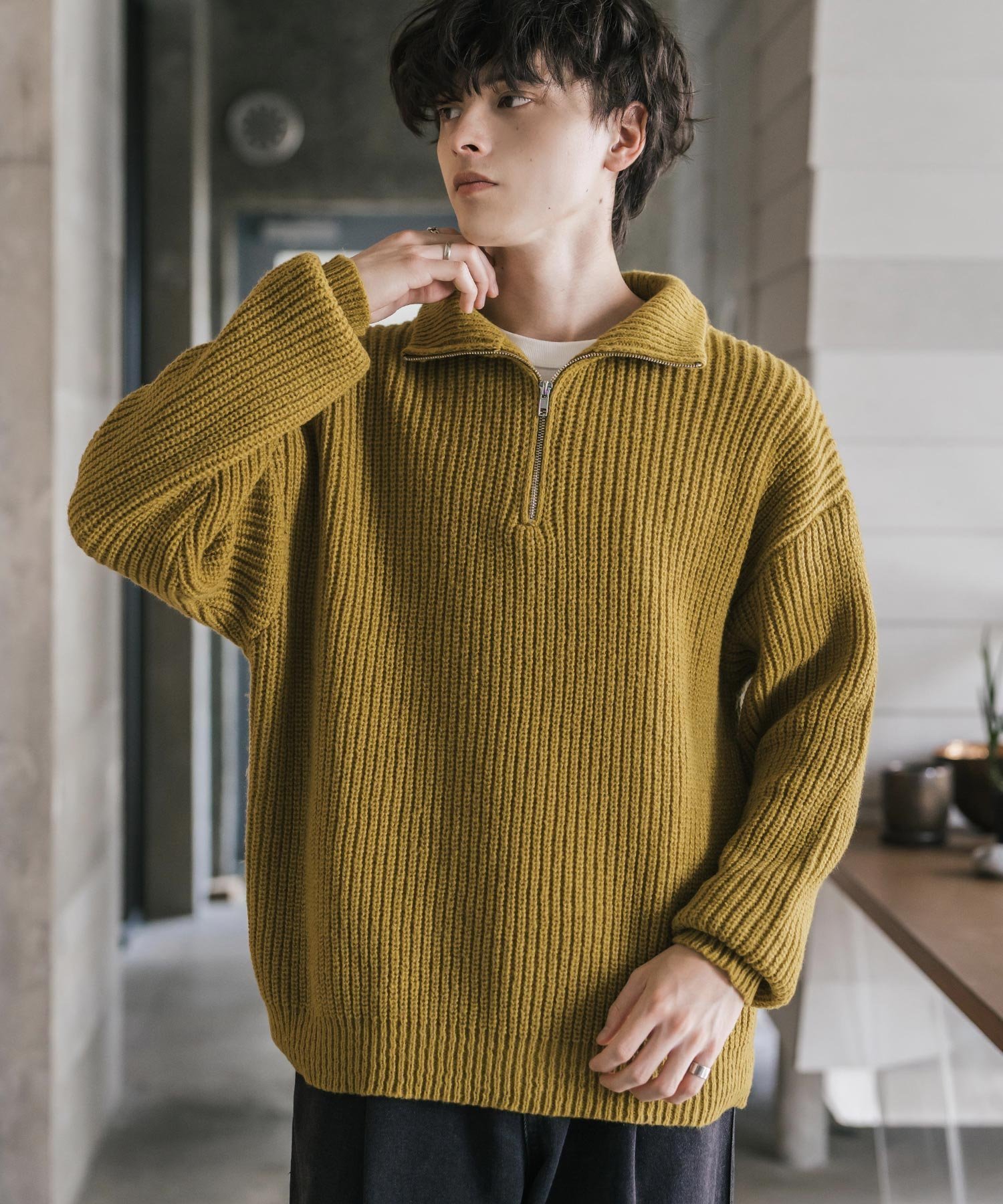 【ロッキーモンロー/Rocky Monroe】のオーバーサイズ畦編みハーフジップニットセーター インテリア・キッズ・メンズ・レディースファッション・服の通販 founy(ファニー) ファッション Fashion レディースファッション Fashion for Women トップス・カットソー Cut & Sew Tops ニット Knit Tops & Sweaters 畦編みニット・テクスチャードトップス Ribbed Knit Sweaters / Textured Knit Tops インナー Innerwear 畦 Ribbed Knit シンプル Simple, Minimal スラックス Slacks, Dress Pants デニム Denim, Jeans Material バランス Balance, Style Balance フェミニン Feminine, Girly メンズ Men's, Menswear リラックス Relax, Relaxed Fit 再入荷 Restock / Back in Stock おすすめ Recommended / Our Picks マスタード|ID: prp329100004759920 ipo3291000000034697138