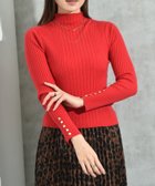【インタープラネット/INTERPLANET】の変形編み袖口ボタンリブニット レッド|ID: prp329100004759940 ipo3291000000034443437