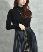 【インタープラネット/INTERPLANET】の変形編み袖口ボタンリブニット ブラック|ID: prp329100004759940 ipo3291000000034443439