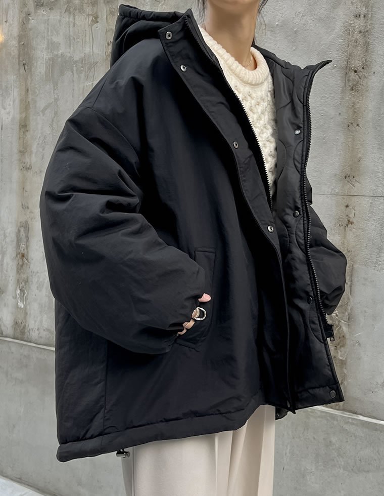 【リエディ/Re:EDIT】のナイロン中綿入りオーバーサイズモンスターパーカージャケット 人気、トレンドファッション・服の通販 founy(ファニー) 　ファッション　Fashion　レディースファッション　Fashion for Women　アウター　Coat / Outerwear Collection　レディースジャケット・軽アウター　Jackets　インナー　Innerwear　コンパクト　Compact, Small Size　シンプル　Simple, Minimal　ジャケット　Jacket, Outerwear　トレンド　Trend, Trending Now　バランス　Balance, Style Balance　パーカー　Hoodie, Parka　フェミニン　Feminine, Girly　ミドル　Middle Length, Mid Height　A/W・秋冬　Autumn/Winter　防寒　Cold Protection, Winter-Ready　 other-1|ID: prp329100004759961 ipo3291000000034443978