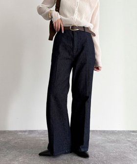 【フレディ&グロスター/FREDY&GLOSTER】のセンタープレスデニムスラックス 人気、トレンドファッション・服の通販 founy(ファニー) ファッション Fashion レディースファッション Fashion for Women 2025年 2025 2025-2026秋冬・A/W Autumn/Winter 2025–26 AW25–26 シューズ Shoes, Footwear ストレート Straight, Straight Cut スラックス Slacks, Dress Pants センター Center, Center Line デニム Denim, Jeans Material フラット Flat, Flat Shoes プレート Plate, Dish ポケット Pocket, Pocket Detail エレガント 上品 Elegant |ID:prp329100004759962