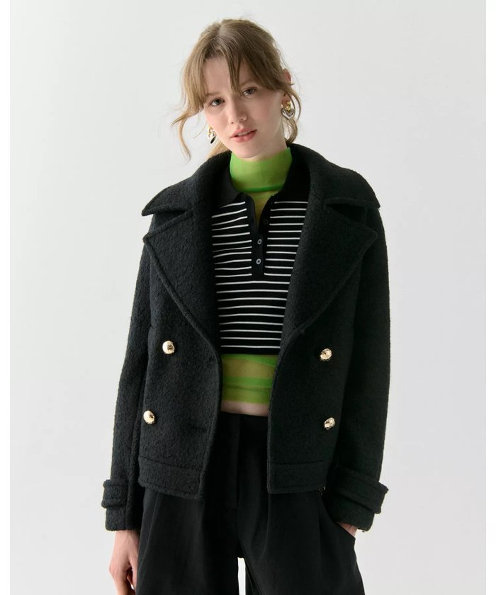 【ケイト スペード ニューヨーク/kate spade NEW YORK】のウール クロップド ピーコート インテリア・キッズ・メンズ・レディースファッション・服の通販 founy(ファニー) https://founy.com/ ファッション Fashion レディースファッション Fashion for Women アウター Coat / Outerwear Collection コート・ロングコート・ピーコート Long Coats, Peacoats & More クロップド Cropped, Short Length A/W・秋冬 Autumn/Winter |ID: prp329100004760017 ipo3291000000034524857