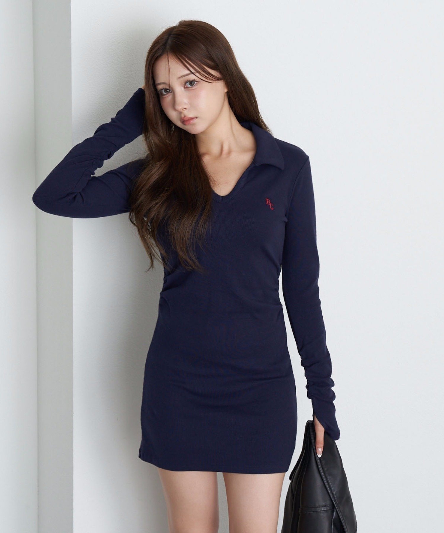 【パルグループ/PAL GROUP】の【RAY CASSIN】長袖スキッパーポロ刺繍ミニワンピース インテリア・キッズ・メンズ・レディースファッション・服の通販 founy(ファニー) 　ファッション　Fashion　レディースファッション　Fashion for Women　ワンピース　Dresses　カットソー　Cut and Sewn Top　ギャザー　Gathered, Ruffled　スキッパー　Skipper, Open Collar　スニーカー　Sneakers, Trainers　ソックス　Socks, Hosiery　トレンド　Trend, Trending Now　人気　Popular, Best Seller　長袖　Long Sleeve, Full Sleeve　フェミニン　Feminine, Girly　再入荷　Restock / Back in Stock　おすすめ　Recommended / Our Picks　ネイビー|ID: prp329100004760023 ipo3291000000034589297