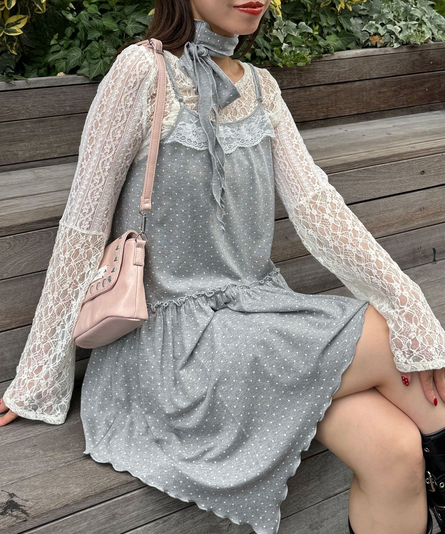 【パルグループ/PAL GROUP】の【Ciaopanic】チョーカーSETドットアシメチュニックキャミワンピ インテリア・キッズ・メンズ・レディースファッション・服の通販 founy(ファニー) 　ファッション　Fashion　レディースファッション　Fashion for Women　ワンピース　Dresses　キャミソールワンピース　Camisole Dresses　チュニック　Tunic Tops & Dresses　キャミワンピース　Cami Dress, Slip Dress　スニーカー　Sneakers, Trainers　タンク　Tank Top, Sleeveless Top　ドット　Polka Dot, Dot Pattern　バランス　Balance, Style Balance　フィット　Fit, Slim Fit　レース　Lace, Lace Fabric　再入荷　Restock / Back in Stock　おすすめ　Recommended / Our Picks　グレー|ID: prp329100004760025 ipo3291000000034589307