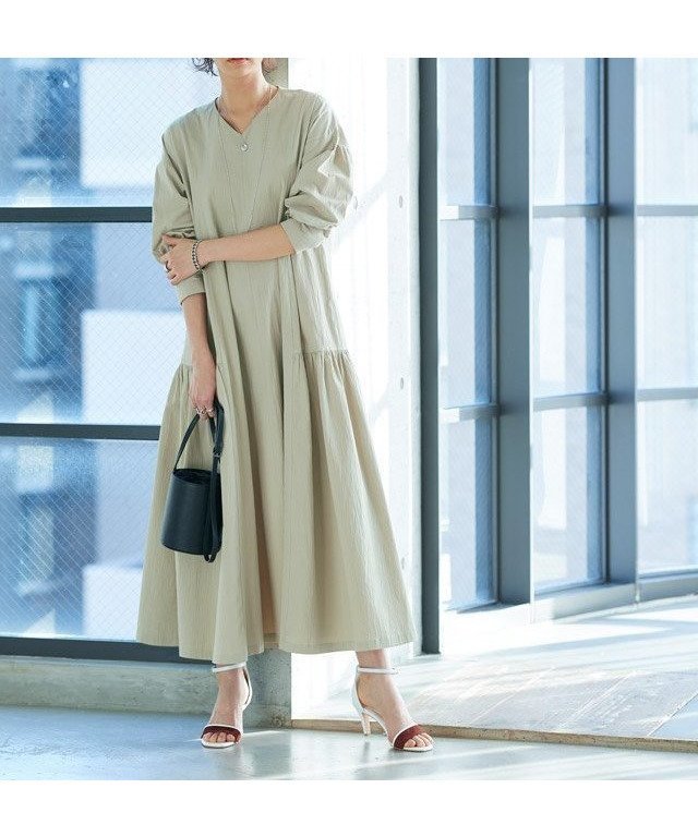 【ピエロ/Pierrot】のRASW ギャザー切り替えワンピース インテリア・キッズ・メンズ・レディースファッション・服の通販 founy(ファニー) ファッション Fashion レディースファッション Fashion for Women ワンピース Dresses ギャザー Gathered, Ruffled ロング Long, Long-Length ライトカーキ|ID: prp329100004760033 ipo3291000000034445292