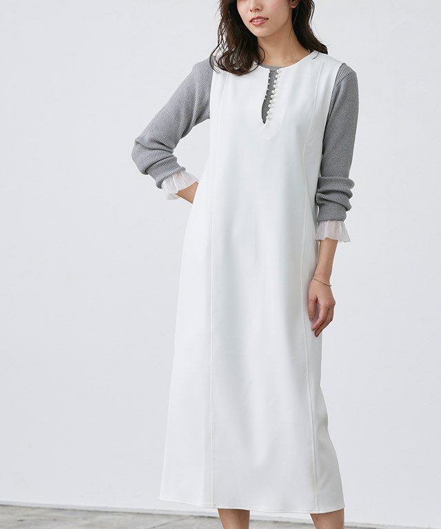 【ピエロ/Pierrot】の2wayパールデザインジャンパースカート インテリア・キッズ・メンズ・レディースファッション・服の通販 founy(ファニー) ファッション Fashion レディースファッション Fashion for Women スカート Skirts インナー Innerwear ストレッチ Stretch, Stretchy Fabric トレンド Trend, Trending Now ノースリーブ Sleeveless, No-Sleeve パール Pearl, Pearl Accent 長袖 Long Sleeve, Full Sleeve オフホワイト|ID: prp329100004760045 ipo3291000000034445356