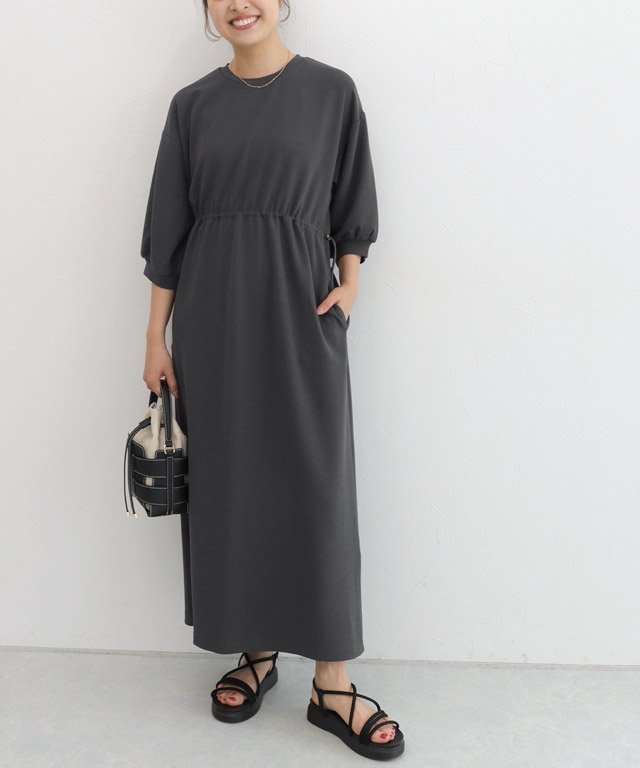 【ピエロ/Pierrot】のウエストドロストデザインワンピース インテリア・キッズ・メンズ・レディースファッション・服の通販 founy(ファニー) ファッション Fashion レディースファッション Fashion for Women ワンピース Dresses ギャザー Gathered, Ruffled サンダル Sandals, Summer Shoes ジョーゼット Georgette, Semi-Sheer Fabric スニーカー Sneakers, Trainers スリーブ Sleeve, Long Sleeve / Short Sleeve 夏 Summer チャコール|ID: prp329100004760056 ipo3291000000034445448