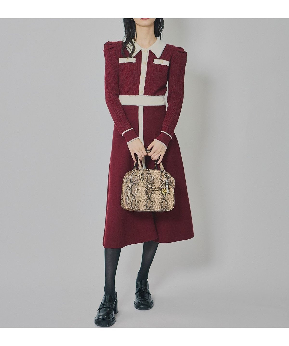 【レディアゼル/REDYAZEL】のマルチケーブルバイカラーニットワンピース インテリア・キッズ・メンズ・レディースファッション・服の通販 founy(ファニー) ファッション Fashion レディースファッション Fashion for Women ワンピース Dresses ニットワンピース Knit Dresses おすすめ Recommended / Our Picks クラシカル Classical, Vintage-Inspired クラシック Classic, Timeless Style フィット Fit, Slim Fit フレア Flare, Flared ロング Long, Long-Length ボルドー|ID: prp329100004760064 ipo3291000000034550877