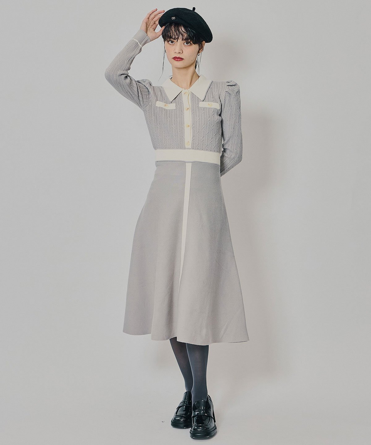 【レディアゼル/REDYAZEL】のマルチケーブルバイカラーニットワンピース インテリア・キッズ・メンズ・レディースファッション・服の通販 founy(ファニー) ファッション Fashion レディースファッション Fashion for Women ワンピース Dresses ニットワンピース Knit Dresses おすすめ Recommended / Our Picks クラシカル Classical, Vintage-Inspired クラシック Classic, Timeless Style フィット Fit, Slim Fit フレア Flare, Flared ロング Long, Long-Length グレー|ID: prp329100004760064 ipo3291000000034550879