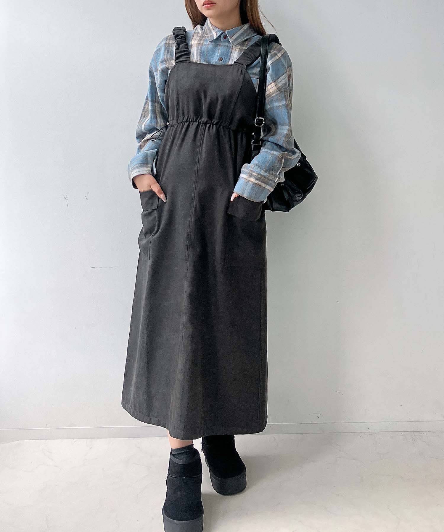 【アズノウアズ プラス/AS KNOW AS plus】のデザインカーゴジャンスカ インテリア・キッズ・メンズ・レディースファッション・服の通販 founy(ファニー) 　ファッション　Fashion　レディースファッション　Fashion for Women　ジャンスカ　Jumper Skirt, Pinafore Dress　ビッグ　Big, Oversized　ポケット　Pocket, Pocket Detail　ミリタリー　Military, Army Style　再入荷　Restock / Back in Stock　おすすめ　Recommended / Our Picks　スミクロV|ID: prp329100004760067 ipo3291000000034589507