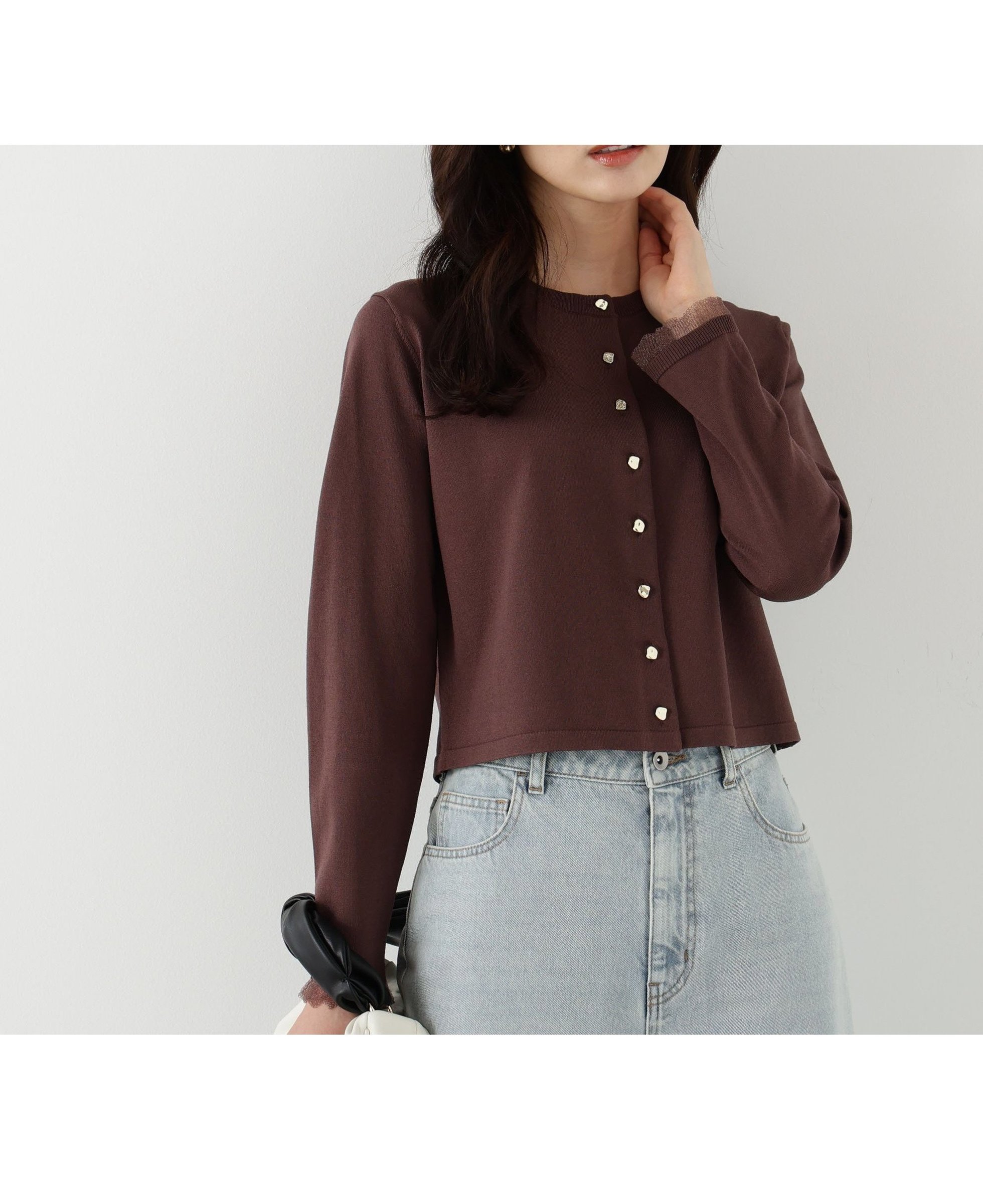 【プロポーション ボディドレッシング/PROPORTION BODY DRESSING】のハンドウォッシャブル ゴールド釦カーディガン 25AW インテリア・キッズ・メンズ・レディースファッション・服の通販 founy(ファニー) ファッション Fashion レディースファッション Fashion for Women トップス・カットソー Cut & Sew Tops カーディガン・羽織り Layered Style Cardigans 2025年 2025 2025-2026秋冬・A/W Autumn/Winter 2025–26 AW25–26 カーディガン Cardigan, Knitwear エレガント 上品 Elegant ブラウン|ID: prp329100004760124 ipo3291000000034609771