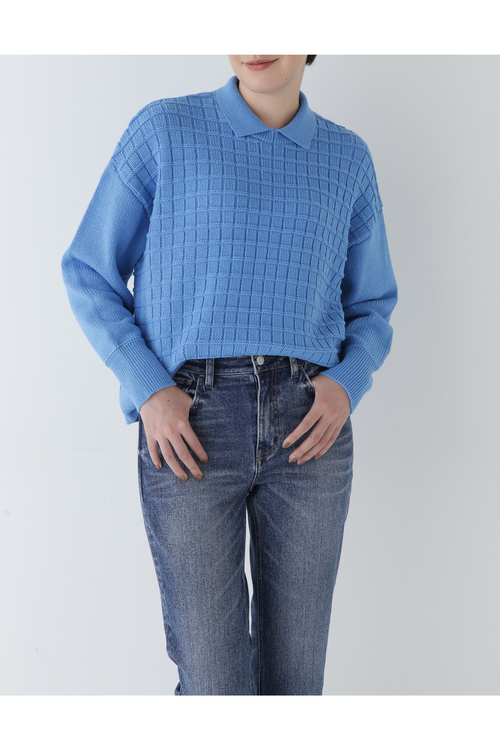 【ヒューマンウーマン/HUMAN WOMAN】のバルキーコットン混リンクス柄ポロプルオーバー 人気、トレンドファッション・服の通販 founy(ファニー) 　ファッション　Fashion　レディースファッション　Fashion for Women　トップス・カットソー　Cut & Sew Tops　カジュアルプルオーバー・ニットトップス　Pullovers & Knit Tops / Casual Pullovers　おすすめ　Recommended / Our Picks　アクリル　Acrylic Material　シンプル　Simple, Minimal　スタンダード　Standard, Basic　チェック　Check, Plaid, Tartan　ロング　Long, Long-Length　ワイド　Wide, Wide Fit　春　Spring　 other-1|ID: prp329100004760182 ipo3291000000034447428