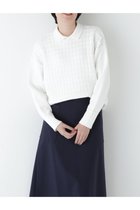 【ヒューマンウーマン/HUMAN WOMAN】のバルキーコットン混リンクス柄ポロプルオーバー ホワイト|ID: prp329100004760182 ipo3291000000034447432