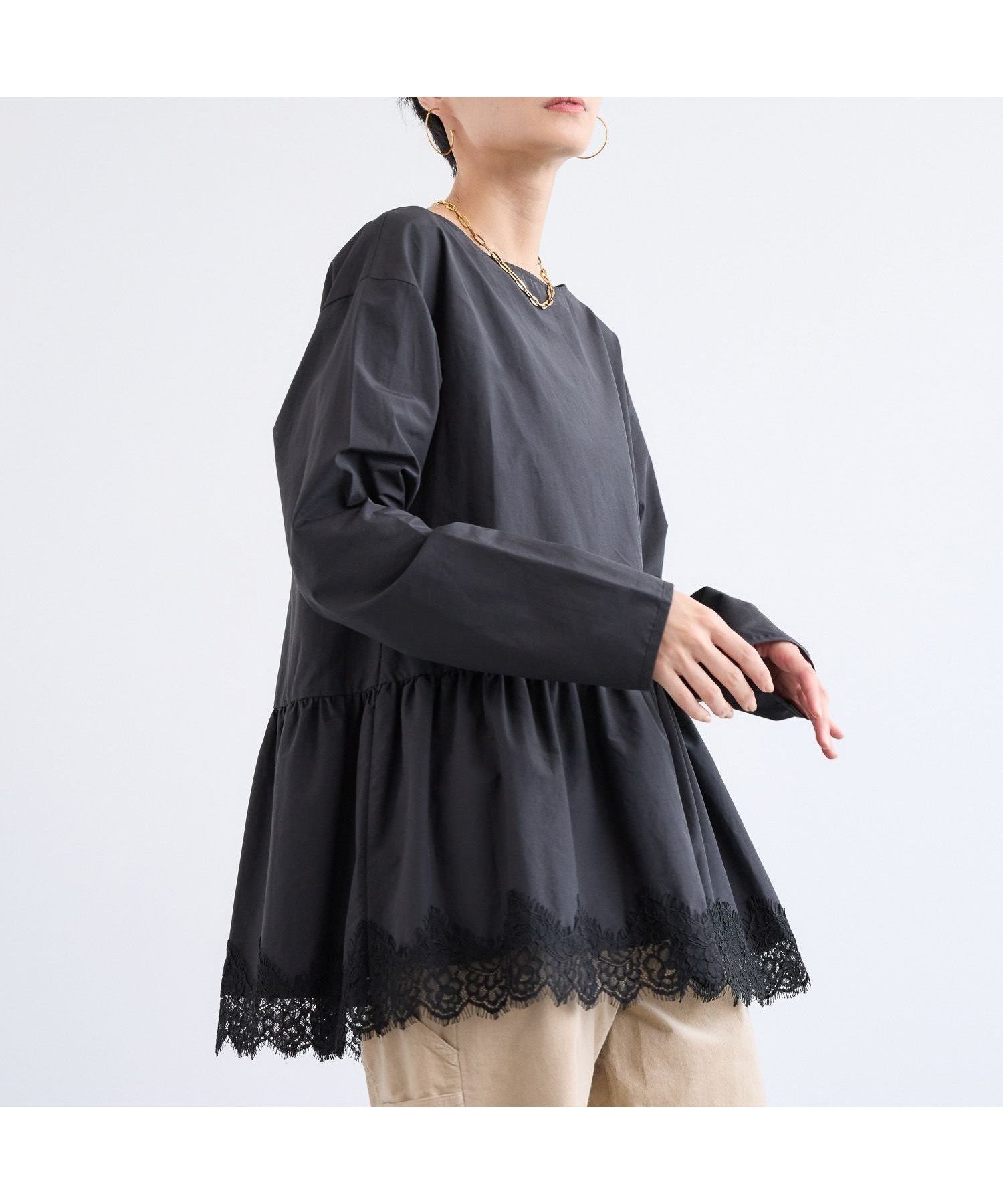 【バンヤードストーム/BARNYARDSTORM】の裾フリルブラウス / ハンドウォッシャブル インテリア・キッズ・メンズ・レディースファッション・服の通販 founy(ファニー) ファッション Fashion レディースファッション Fashion for Women トップス・カットソー Cut & Sew Tops シャツ・ブラウス・オフィスカジュアル Elegant Blouses & Button-Ups おすすめ Recommended / Our Picks インナー Innerwear コーデュロイ Corduroy, Cord Fabric スウェット / スエット Sweatshirt, Sweatwear スカラップ Scallop, Scalloped Edge デニム Denim, Jeans Material トレンド Trend, Trending Now フェミニン Feminine, Girly フリル Frill, Ruffle ボトム Bottoms, Lower Wear マニッシュ Mannish, Boyish ミックス Mix, Mixed Style レース Lace, Lace Fabric エレガント 上品 Elegant A/W・秋冬 Autumn/Winter ブラック|ID: prp329100004760262 ipo3291000000034503020