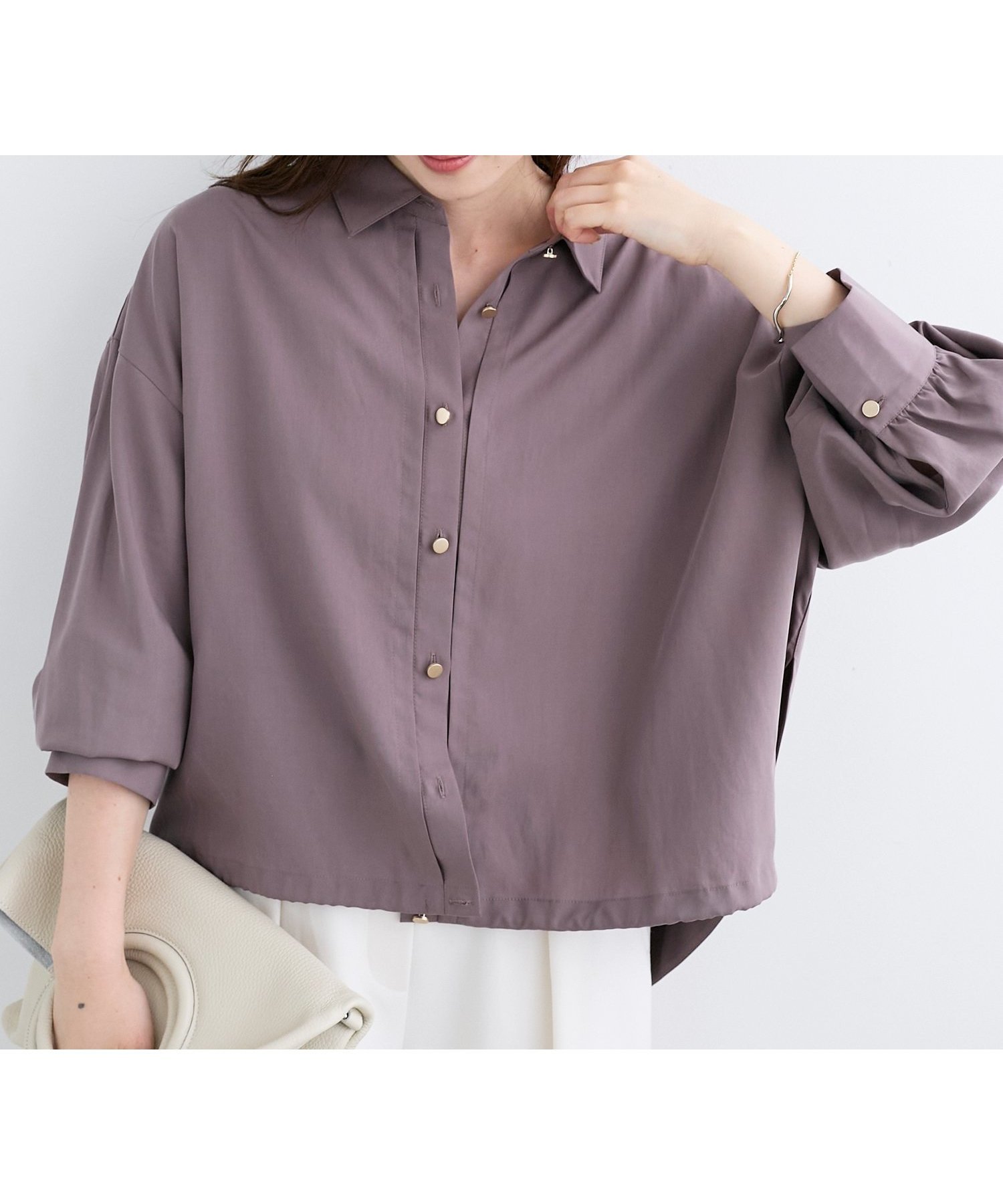 【ルクールブラン/le.coeur blanc】の裾ドロストレギュラーカラーシャツ 人気、トレンドファッション・服の通販 founy(ファニー) 　ファッション　Fashion　レディースファッション　Fashion for Women　トップス・カットソー　Cut & Sew Tops　シャツ・ブラウス・オフィスカジュアル　Elegant Blouses & Button-Ups　おすすめ　Recommended / Our Picks　インナー　Innerwear　トレンド　Trend, Trending Now　レギュラー　Regular, Standard Fit　人気　Popular, Best Seller　 other-1|ID: prp329100004760269 ipo3291000000034448690