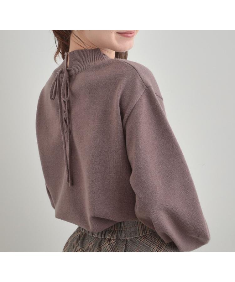 【クチュール ブローチ/Couture Brooch】のバックレースアップ微起毛ニット インテリア・キッズ・メンズ・レディースファッション・服の通販 founy(ファニー)  ファッション Fashion レディースファッション Fashion for Women トップス・カットソー Cut & Sew Tops ニット Knit Tops & Sweaters スマート Smart, Elegant スリット Slit, Slit Detail ハイネック High Neck, Mock Neck レース Lace, Lace Fabric トープ|ID: prp329100004760323 ipo3291000000034449216