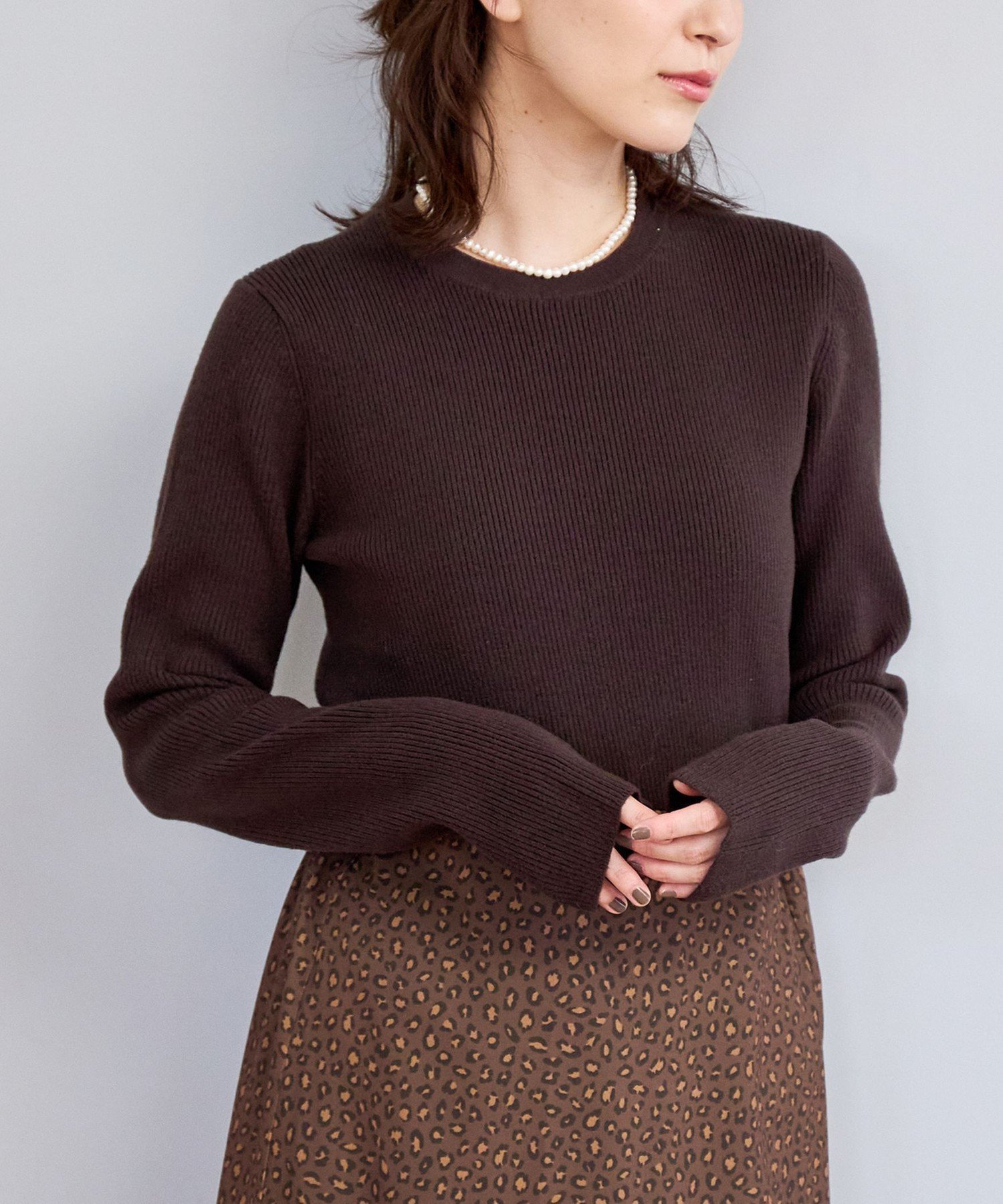 【コーエン/COEN】のモチモチリブクルーネックニット インテリア・キッズ・メンズ・レディースファッション・服の通販 founy(ファニー) 　ファッション　Fashion　レディースファッション　Fashion for Women　トップス・カットソー　Cut & Sew Tops　ニット　Knit Tops & Sweaters　インナー　Innerwear　洗える　Machine Washable　シンプル　Simple, Minimal　ハイネック　High Neck, Mock Neck　フィット　Fit, Slim Fit　MD.BROWN|ID: prp329100004760333 ipo3291000000034513989