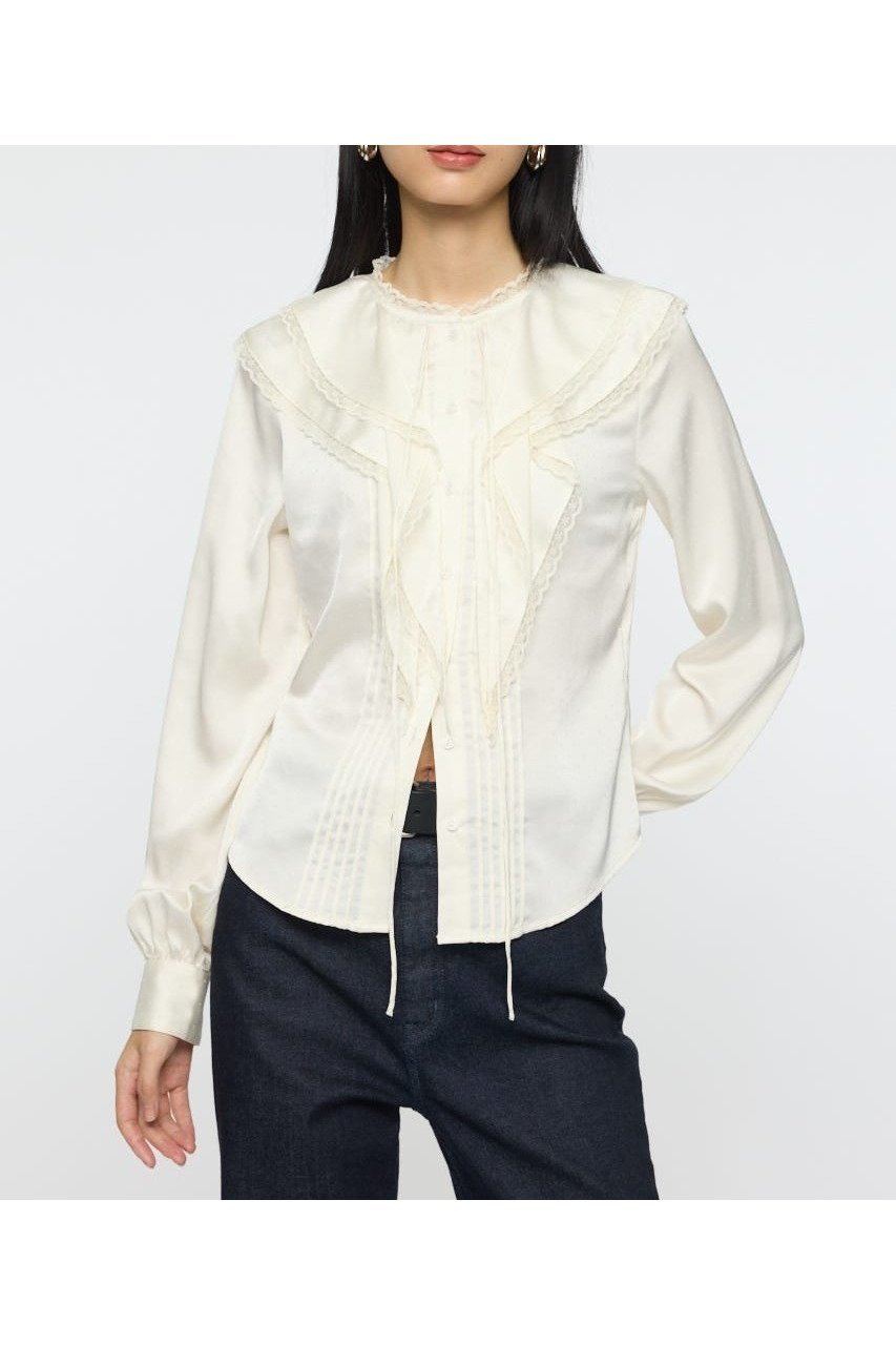 【マウジー/moussy】のDRAPE COLLAR ブラウス インテリア・キッズ・メンズ・レディースファッション・服の通販 founy(ファニー)  ファッション Fashion レディースファッション Fashion for Women トップス・カットソー Cut & Sew Tops シャツ・ブラウス・オフィスカジュアル Elegant Blouses & Button-Ups ギャザー Gathered, Ruffled クラシック Classic, Timeless Style サテン Satin, Glossy Fabric ショート Short, Short Length スニーカー Sneakers, Trainers デニム Denim, Jeans Material ドレープ Drape, Draping Fabric 人気 Popular, Best Seller 長袖 Long Sleeve, Full Sleeve フェミニン Feminine, Girly フリル Frill, Ruffle フロント Front, Front Design ボトム Bottoms, Lower Wear マニッシュ Mannish, Boyish ミックス Mix, Mixed Style ヨーク Yoke, Yoke Design レース Lace, Lace Fabric ワイド Wide, Wide Fit 再入荷 Restock / Back in Stock おすすめ Recommended / Our Picks エレガント 上品 Elegant O/WHT1|ID: prp329100004760376 ipo3291000000034449672