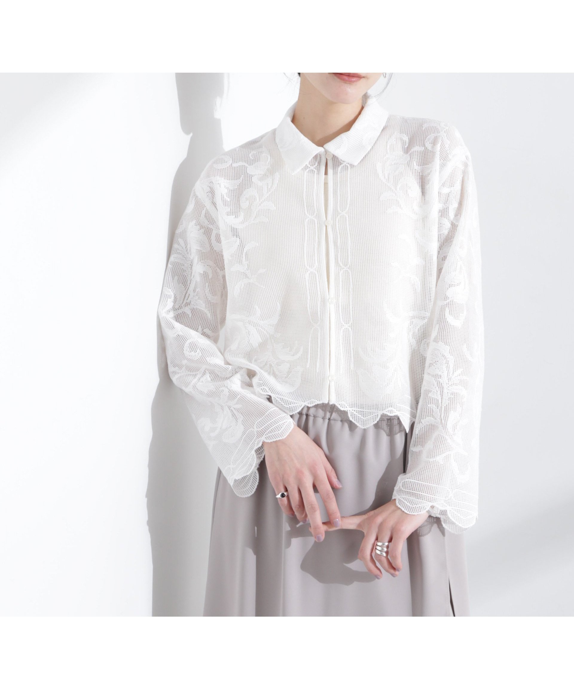 【ナノ ユニバース/nano universe】のモチーフ刺繍レースシャツ 人気、トレンドファッション・服の通販 founy(ファニー)  ファッション Fashion レディースファッション Fashion for Women トップス・カットソー Cut & Sew Tops シャツ・ブラウス・オフィスカジュアル Elegant Blouses & Button-Ups インナー Innerwear ウォッシャブル Machine Washable 春 Spring クロップド Cropped, Short Length スカラップ Scallop, Scalloped Edge デニム Denim, Jeans Material トレンド Trend, Trending Now ビンテージ Vintage, Retro Style 羽織 Haori, Light Jacket メッシュ Mesh, Net Fabric モチーフ Motif, Design Theme リュック Backpack, Rucksack レース Lace, Lace Fabric ロンパース Romper, Jumpsuit S/S・春夏 SS, Spring/Summer, Warm Season 夏 Summer 2025年 2025 2025春夏・S/S Spring/Summer 2025 SS25  other-1|ID: prp329100004760417 ipo3291000000034450045